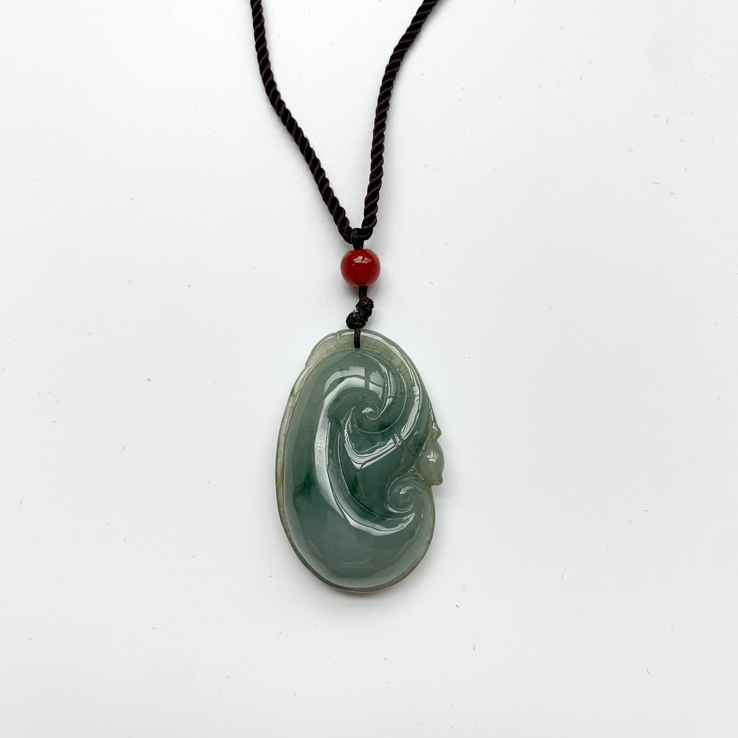 Jadeite Jade Lucky Ruyi Ru Yi Pendant Hand Carved Necklace, 如意, YJ-0321-1647350346 - AriaDesignCollection