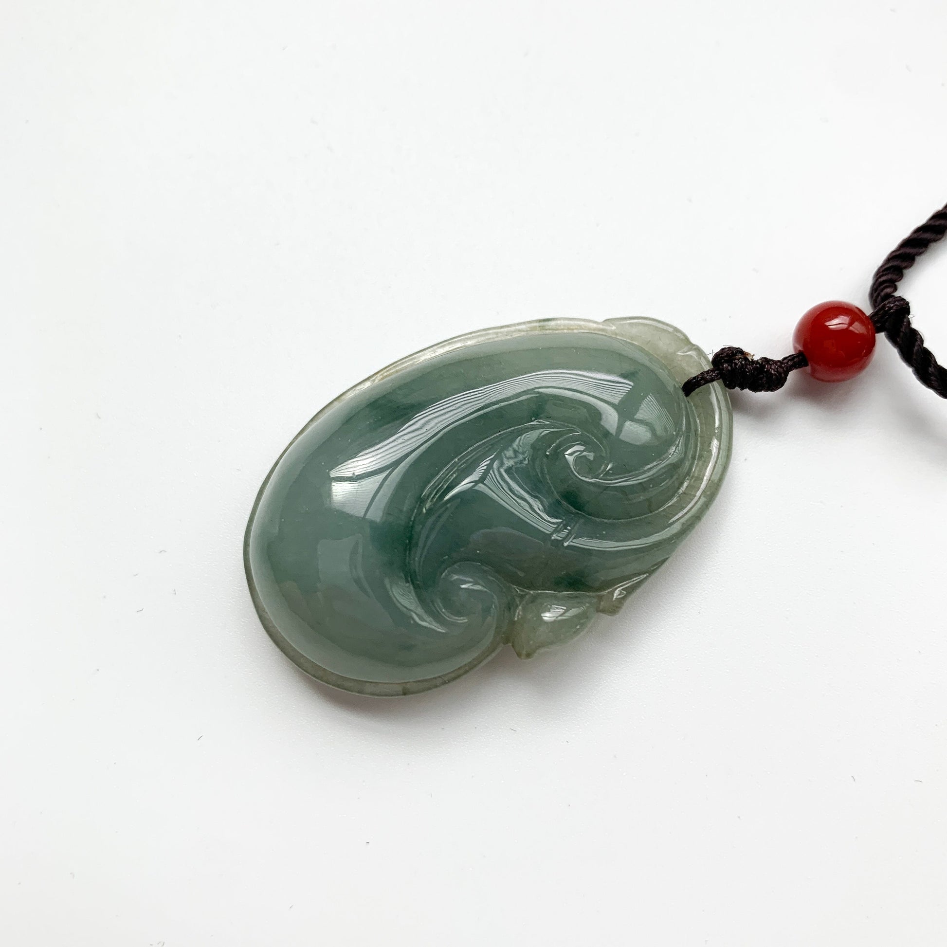 Jadeite Jade Lucky Ruyi Ru Yi Pendant Hand Carved Necklace, 如意, YJ-0321-1647350346 - AriaDesignCollection
