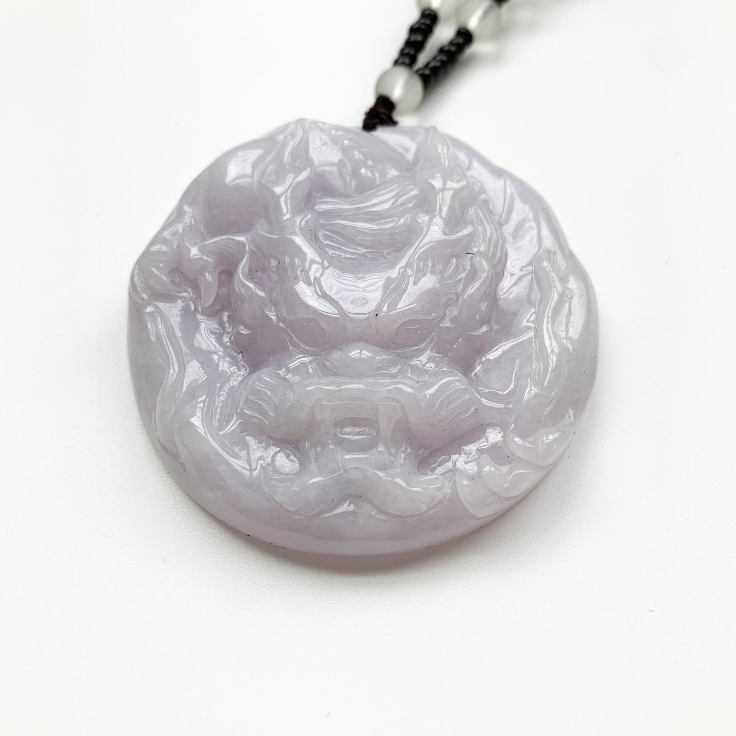 Purple Jadeite Jade Dragon Chinese Zodiac Hand Carved Pendant Necklace, YJ-0321-0345832 - AriaDesignCollection