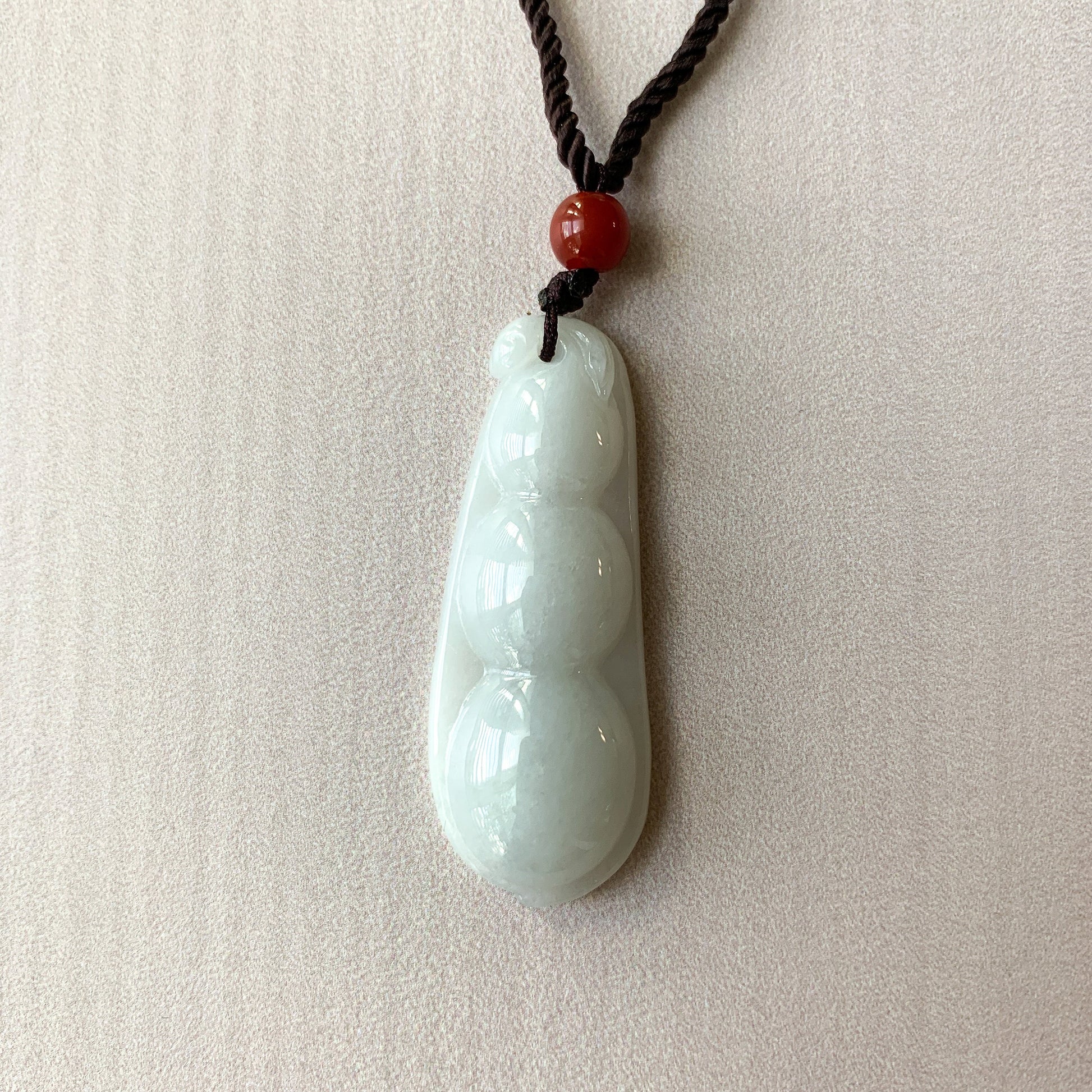 Jadeite Jade Lucky Pea Carved Necklace, Jade Necklace, BJ-0621-0082 - AriaDesignCollection