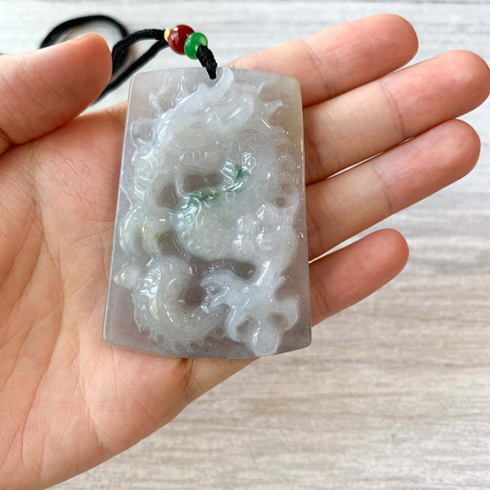 Jadeite Jade Dragon Chinese Zodiac Hand Carved Pendant Necklace, BJ-0621-0005313 - AriaDesignCollection