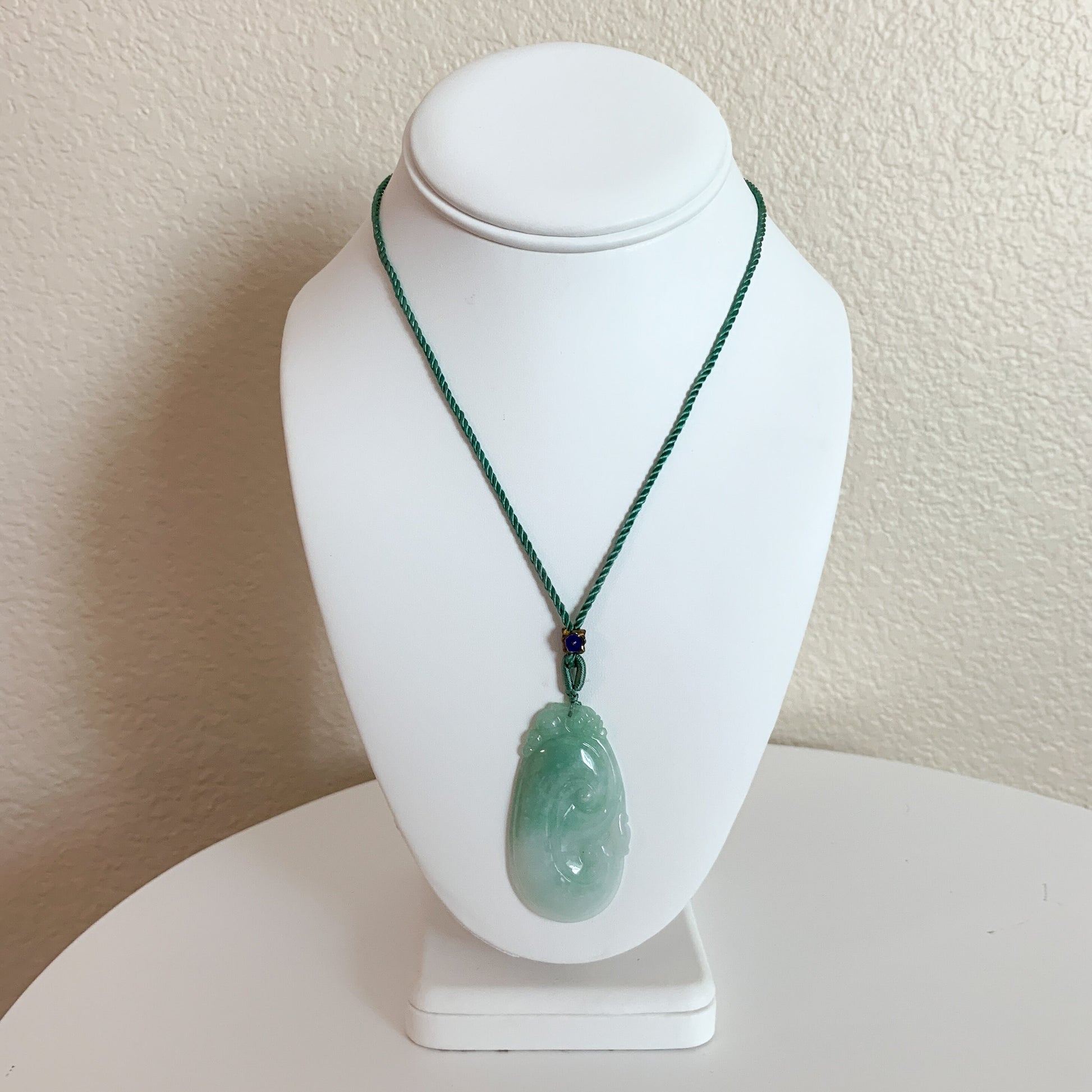 Jadeite Jade Lucky Ruyi Pendant, Ru Yi Necklace, 如意, Jade Hand Carved Necklace, YJ-0321-0375762 - AriaDesignCollection