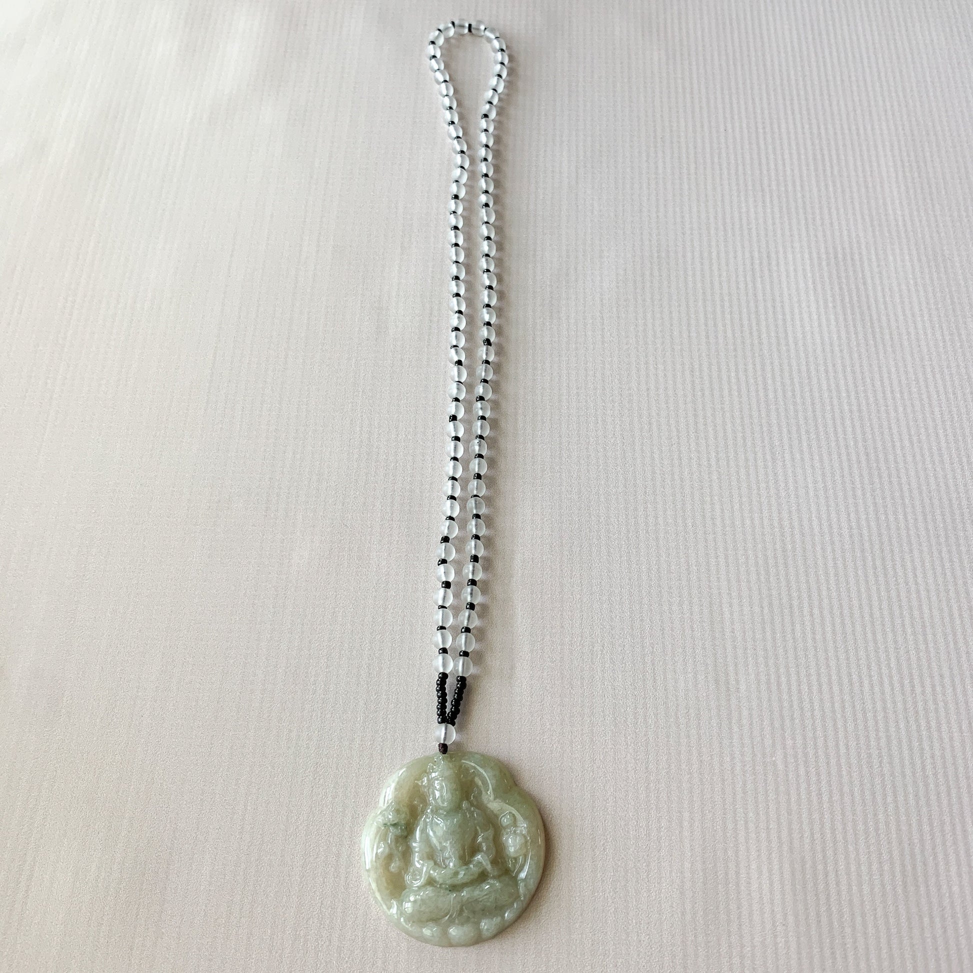 Jadeite Jade Guan Yin Avalokiteshvara, Quan Am, Carved Pendant Necklace, YJ-0321-0319321 - AriaDesignCollection