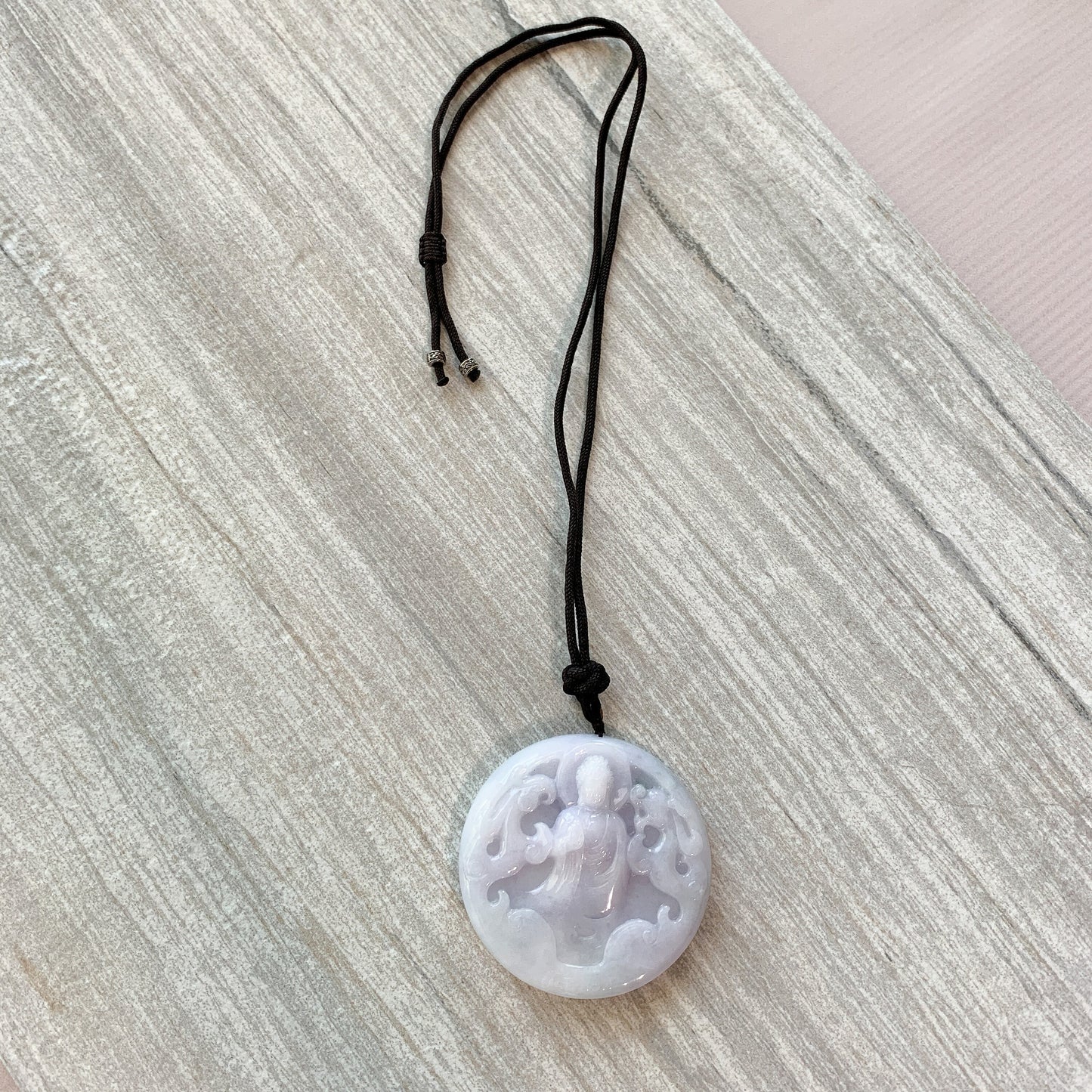 Purple Large Jadeite Jade Buddha Protected by Dragon Necklace, YJ-0321-0331054 - AriaDesignCollection