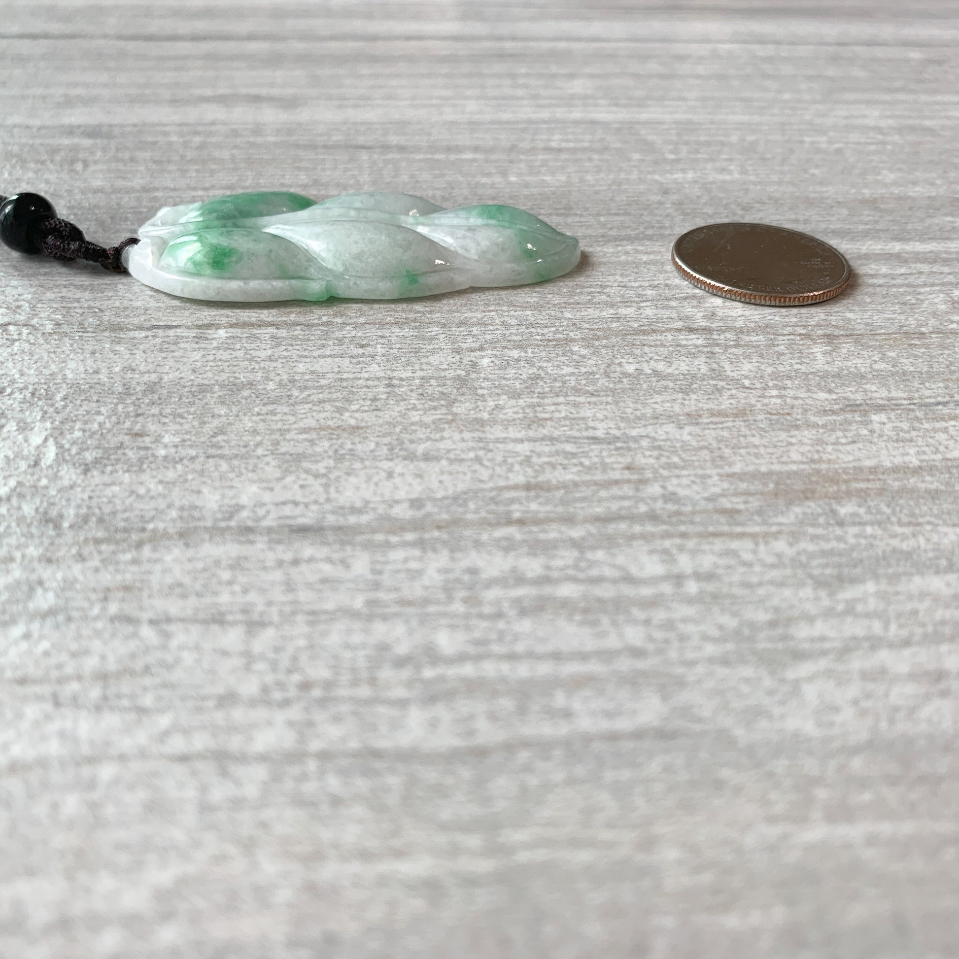 Jadeite Jade Leaf Minimalist Pendant Hand Carved Necklace, YJ-0321-0383849-2 - AriaDesignCollection