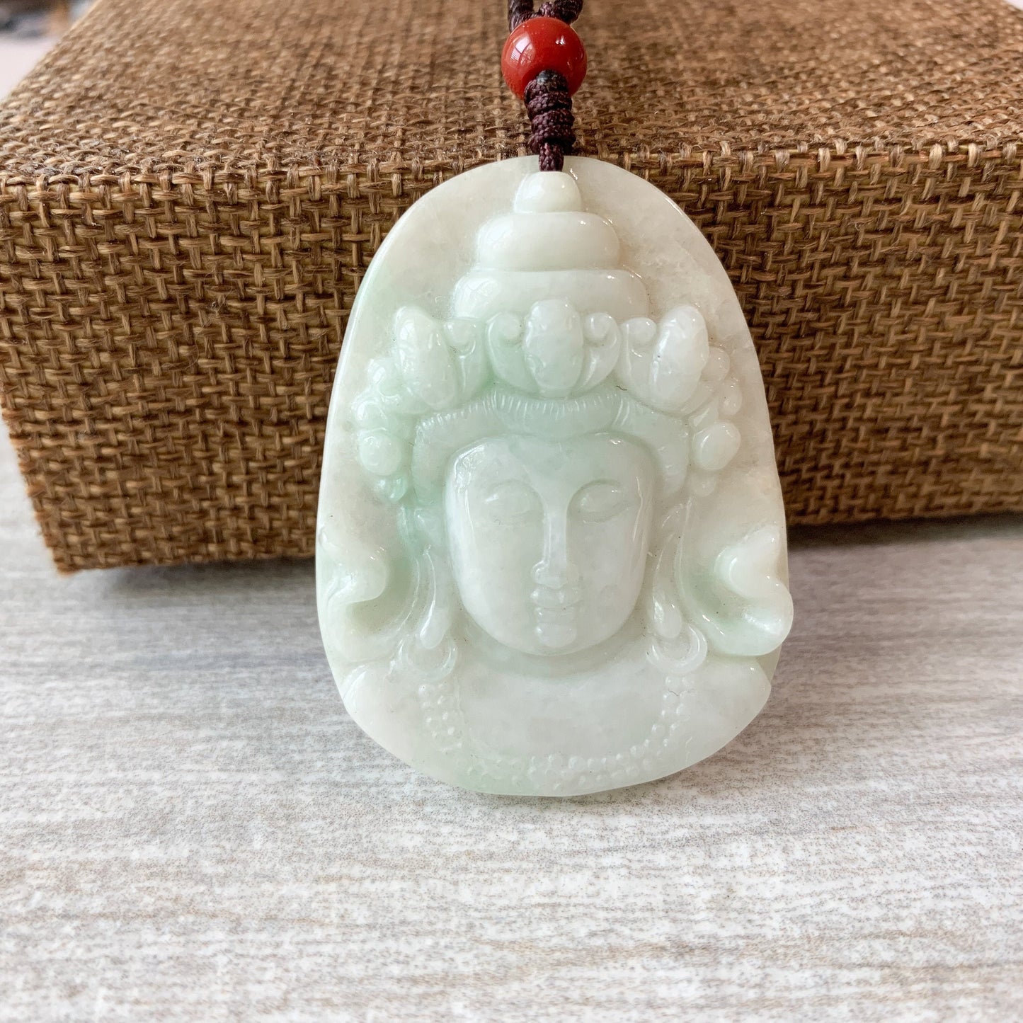 Jadeite Jade Guan Yin Head Carved Pendant, YW-0110-1647066074 - AriaDesignCollection