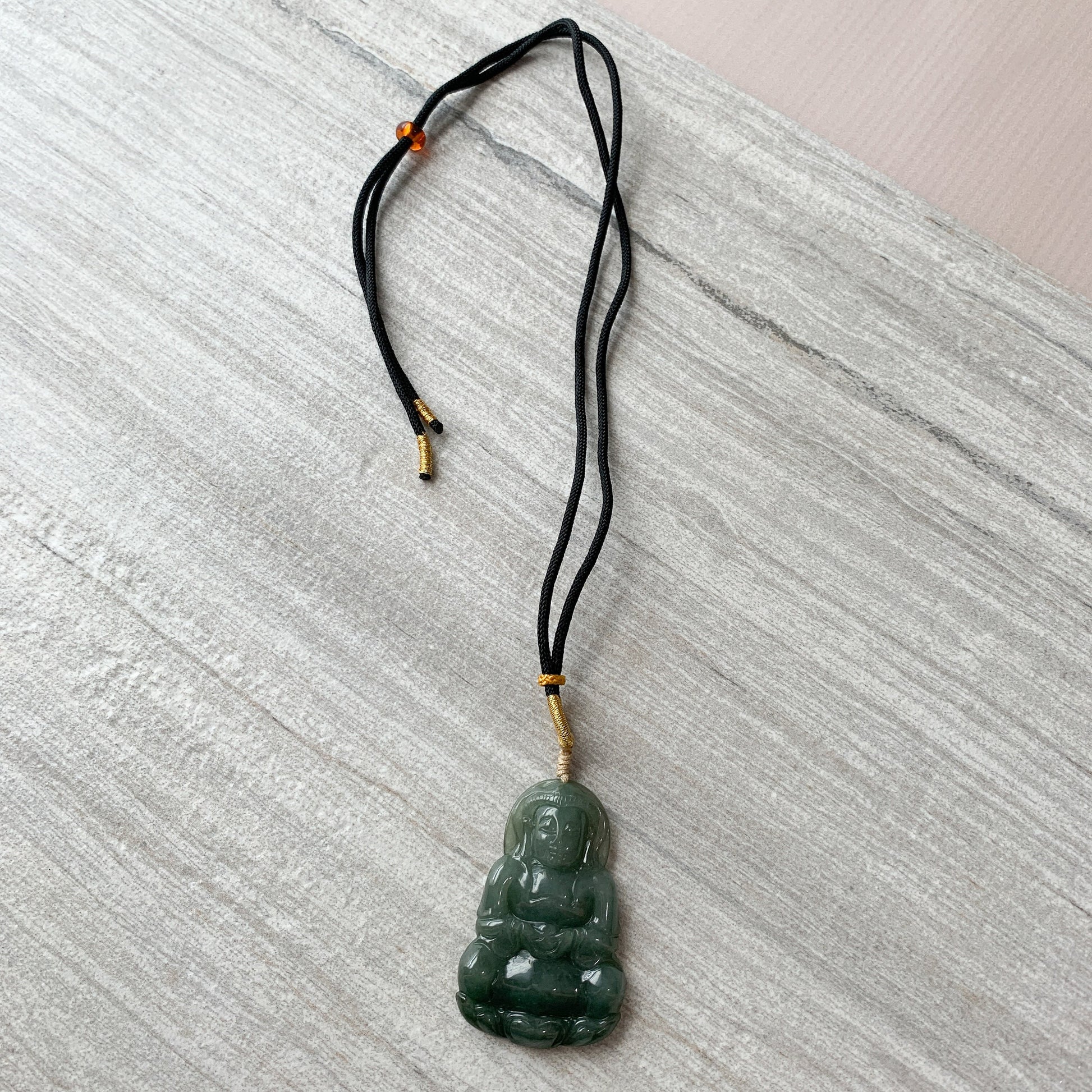 Jadeite Jade Guan Yin Avalokiteshvara Hand Carved Pendant Necklace, YJ-0321-0372113 - AriaDesignCollection