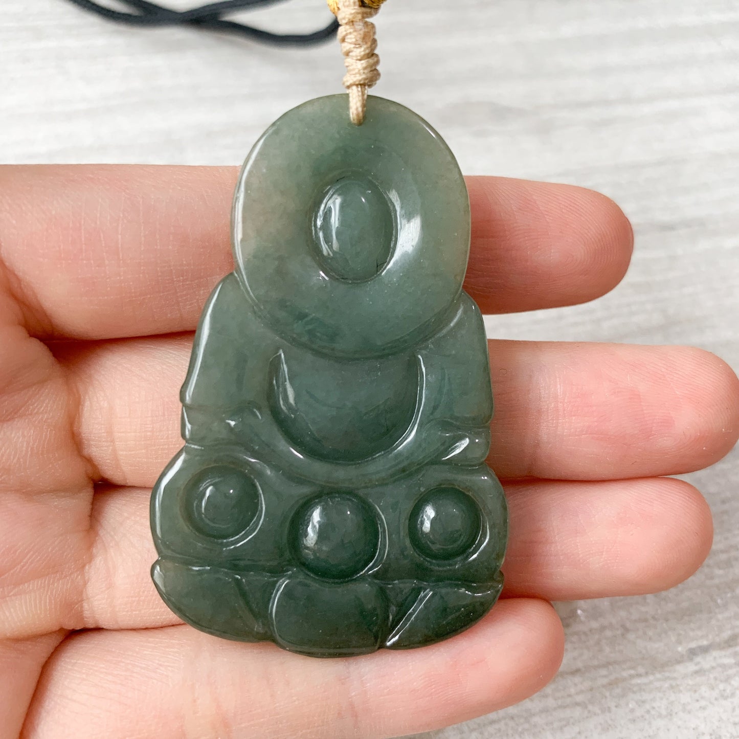 Jadeite Jade Guan Yin Avalokiteshvara Hand Carved Pendant Necklace, YJ-0321-0372113 - AriaDesignCollection