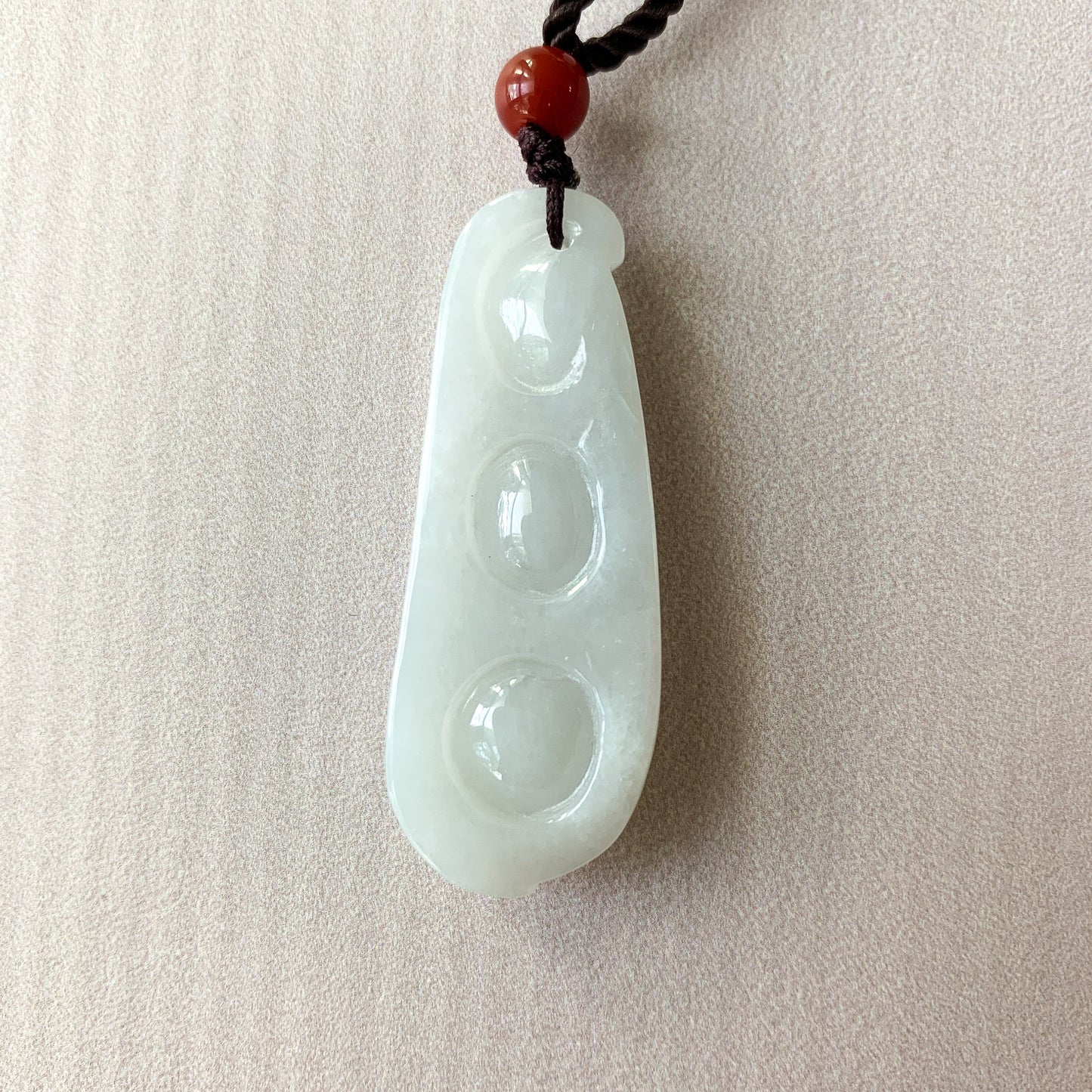 Jadeite Jade Lucky Pea Carved Necklace, Jade Necklace, BJ-0621-0082 - AriaDesignCollection