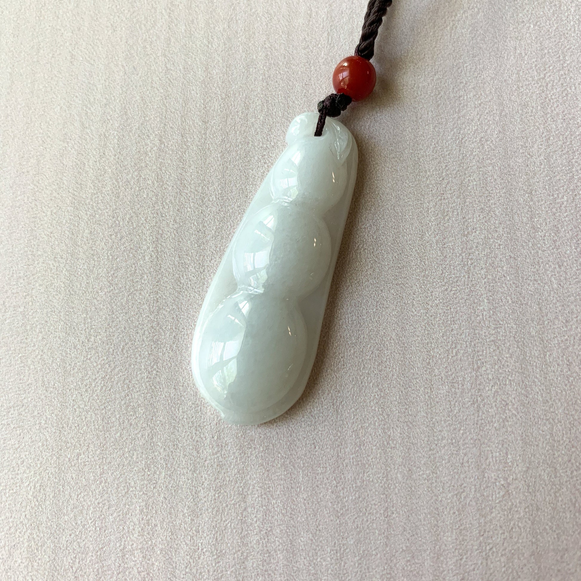 Jadeite Jade Lucky Pea Carved Necklace, Jade Necklace, BJ-0621-0082 - AriaDesignCollection