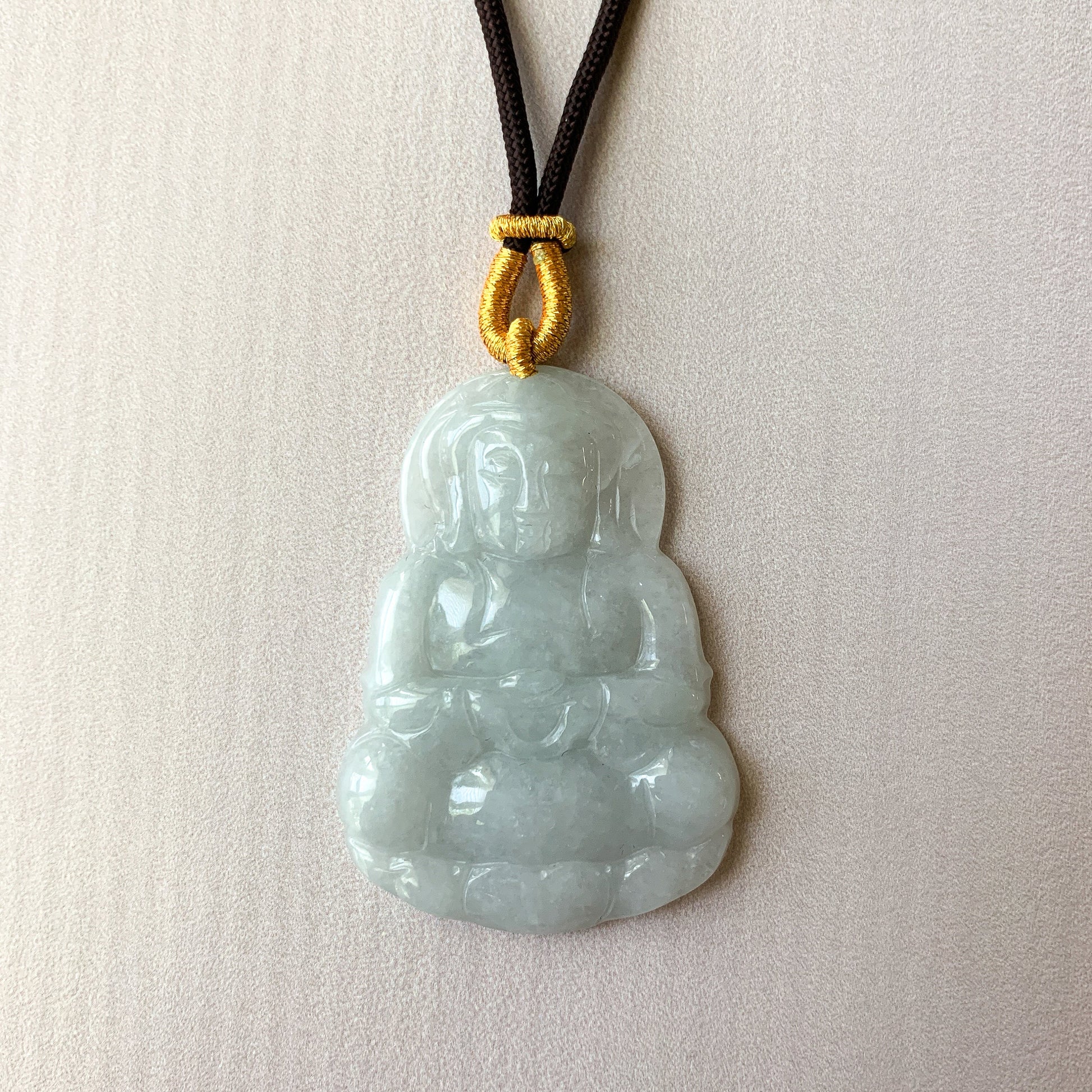 Jadeite Jade Guan Yin Avalokiteshvara Hand Carved Pendant Necklace, YJ-0321-0430165 - AriaDesignCollection