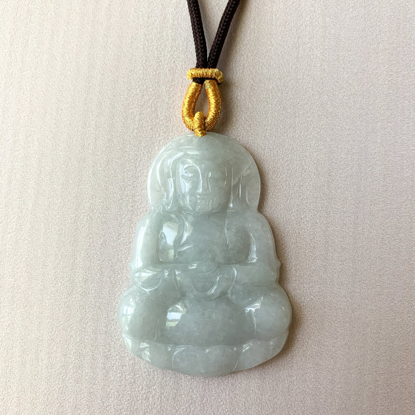 Jadeite Jade Guan Yin Avalokiteshvara Hand Carved Pendant Necklace, YJ-0321-0430165 - AriaDesignCollection
