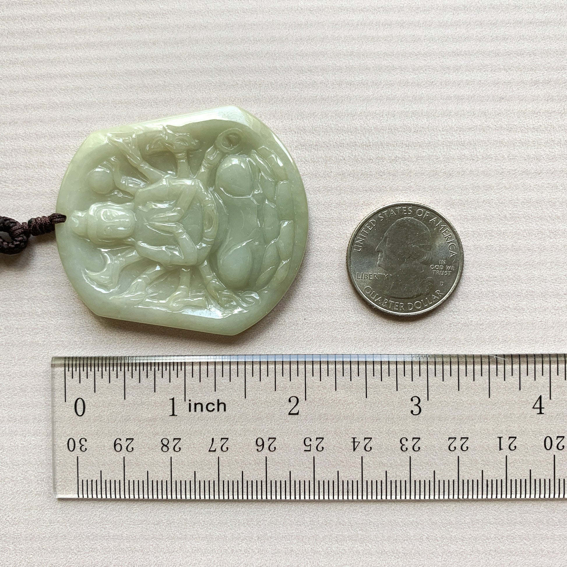 Jadeite Jade Guan Yin Avalokiteshvara Thousand Hands, Quan Am, Carved Pendant Necklace, YJ-0321-0377510 - AriaDesignCollection