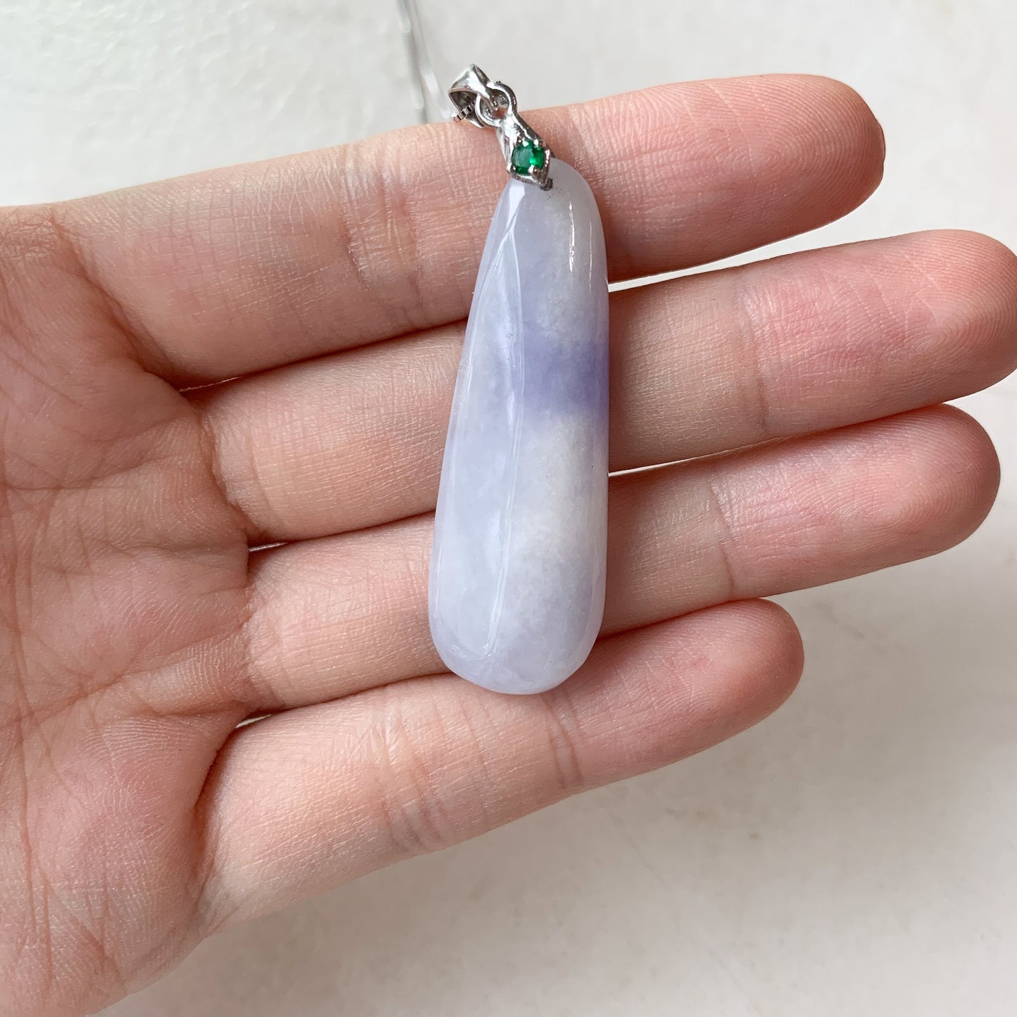 Purple Lavender Jadeite Jade Column Pendant Sterling Silver Necklace, CZ-0621-1646867997 - AriaDesignCollection