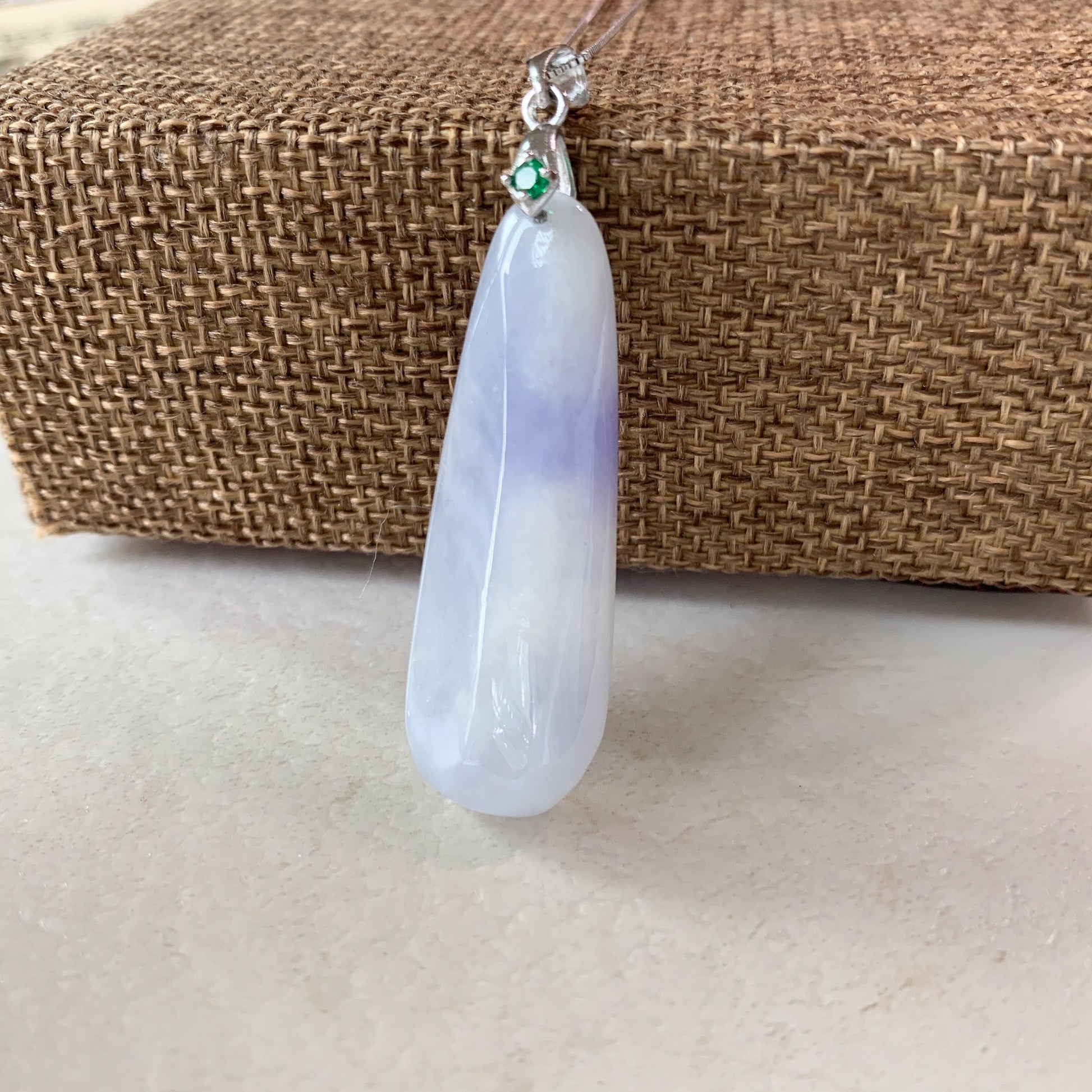 Purple Lavender Jadeite Jade Column Pendant Sterling Silver Necklace, CZ-0621-1646867997 - AriaDesignCollection