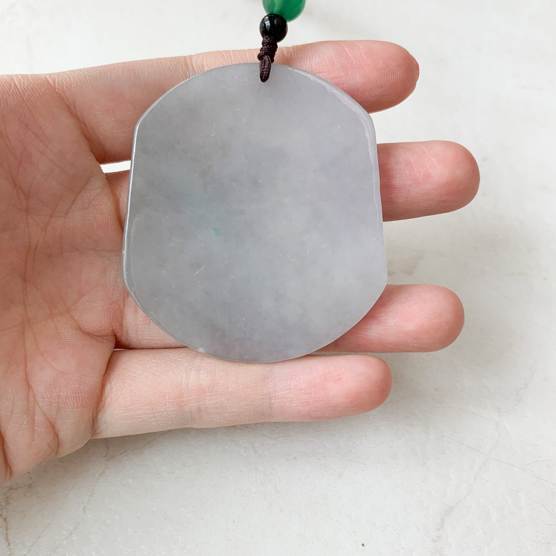 Large Ox Jadeite Jade Bull Cow Chinese Zodiac Carved Pendant Necklace, Icy Translucent, YJ-0321-0444208 - AriaDesignCollection