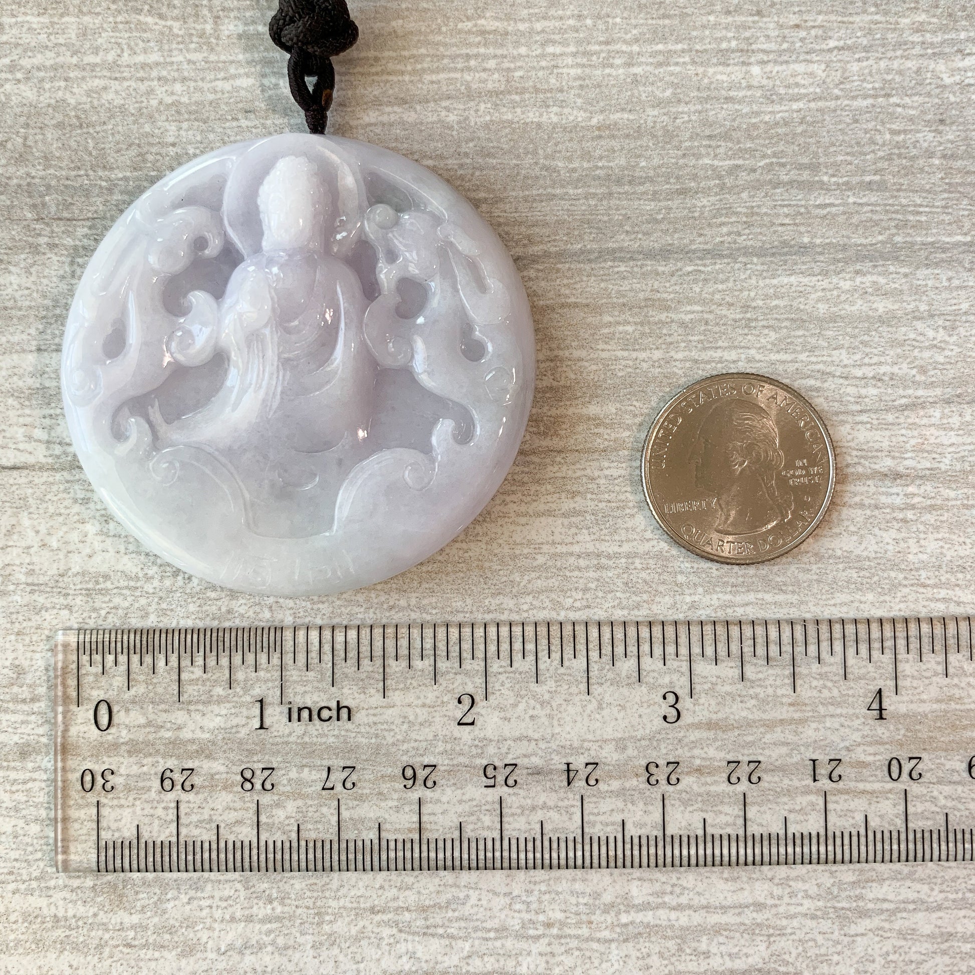 Purple Large Jadeite Jade Buddha Protected by Dragon Necklace, YJ-0321-0331054 - AriaDesignCollection