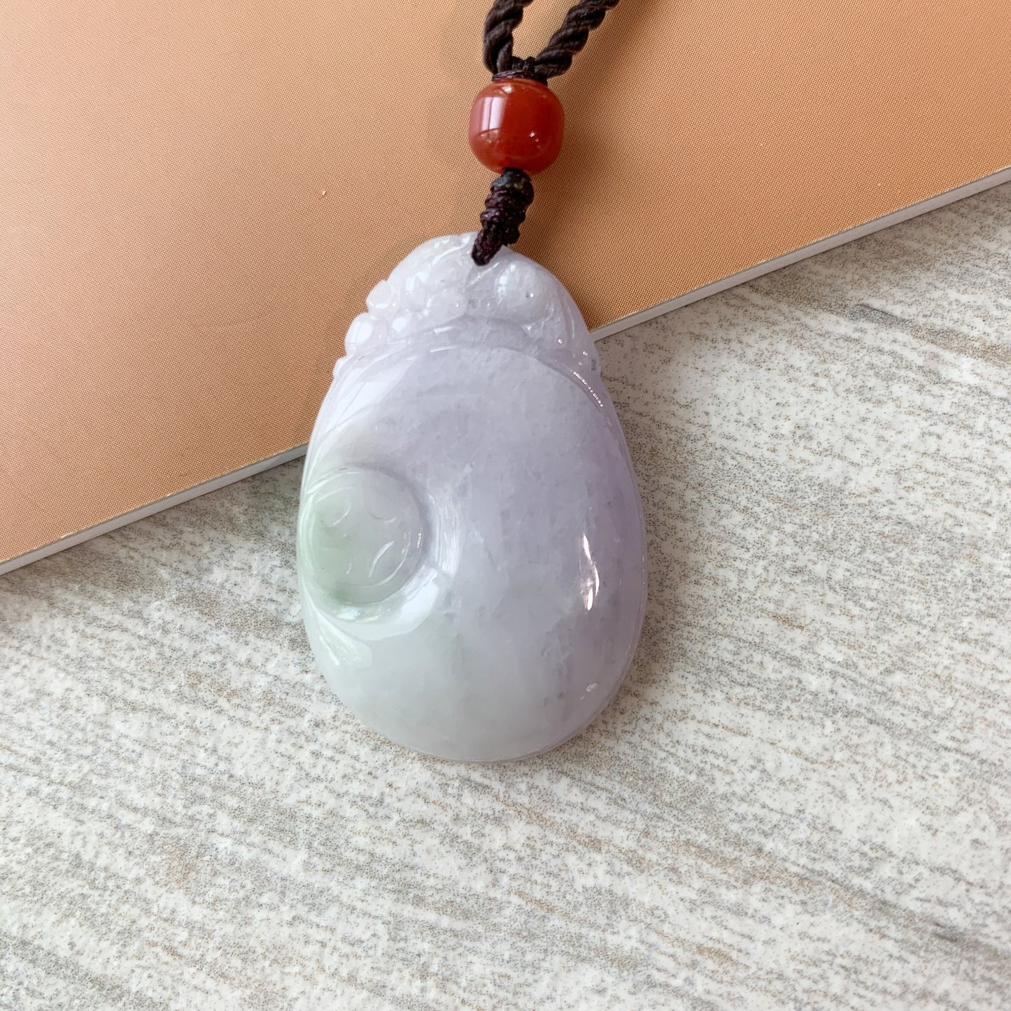 Purple Jadeite Jade Lucky Shell Pendant Hand Carved Necklace, YJ-0321-0384511 - AriaDesignCollection