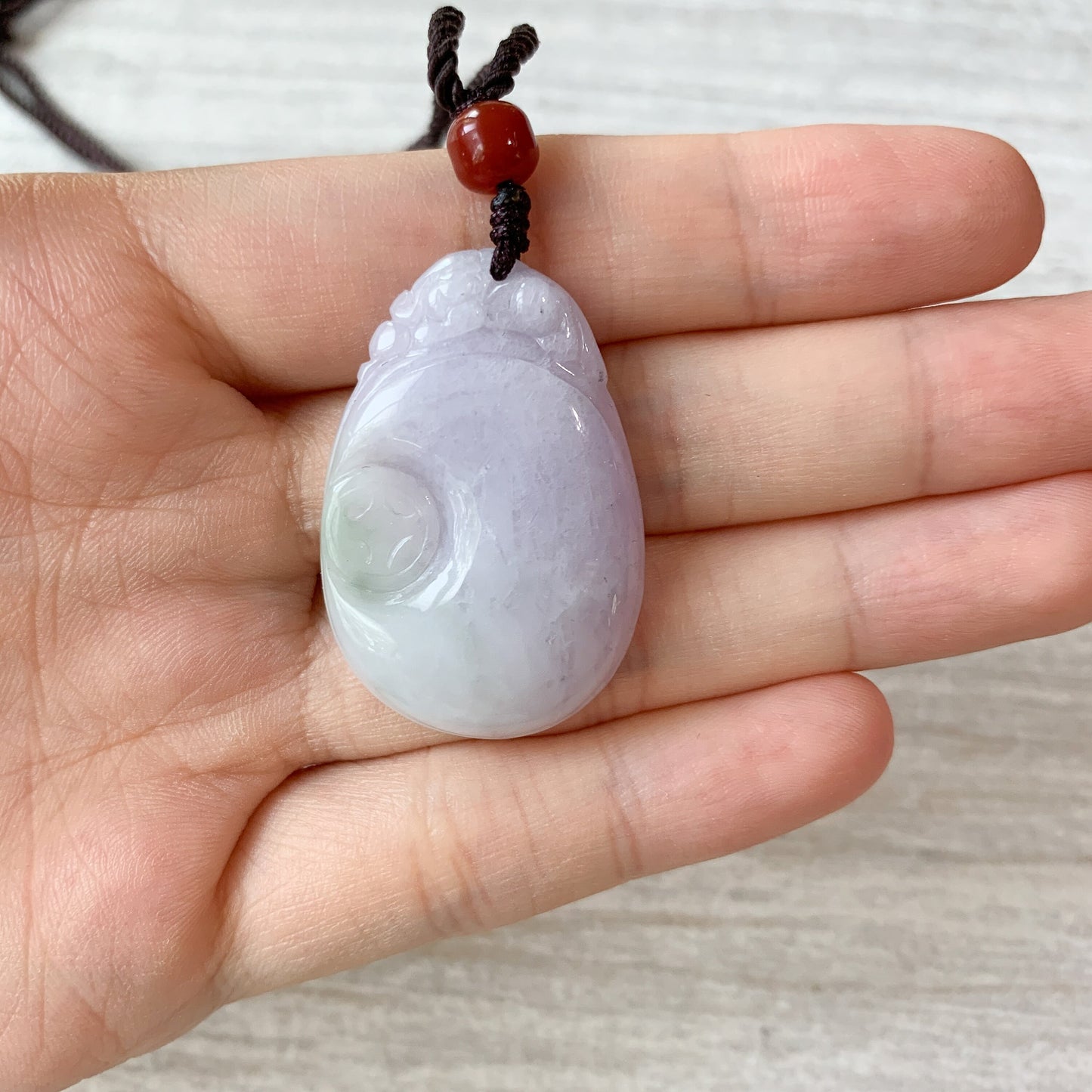 Purple Jadeite Jade Lucky Shell Pendant Hand Carved Necklace, YJ-0321-0384511 - AriaDesignCollection