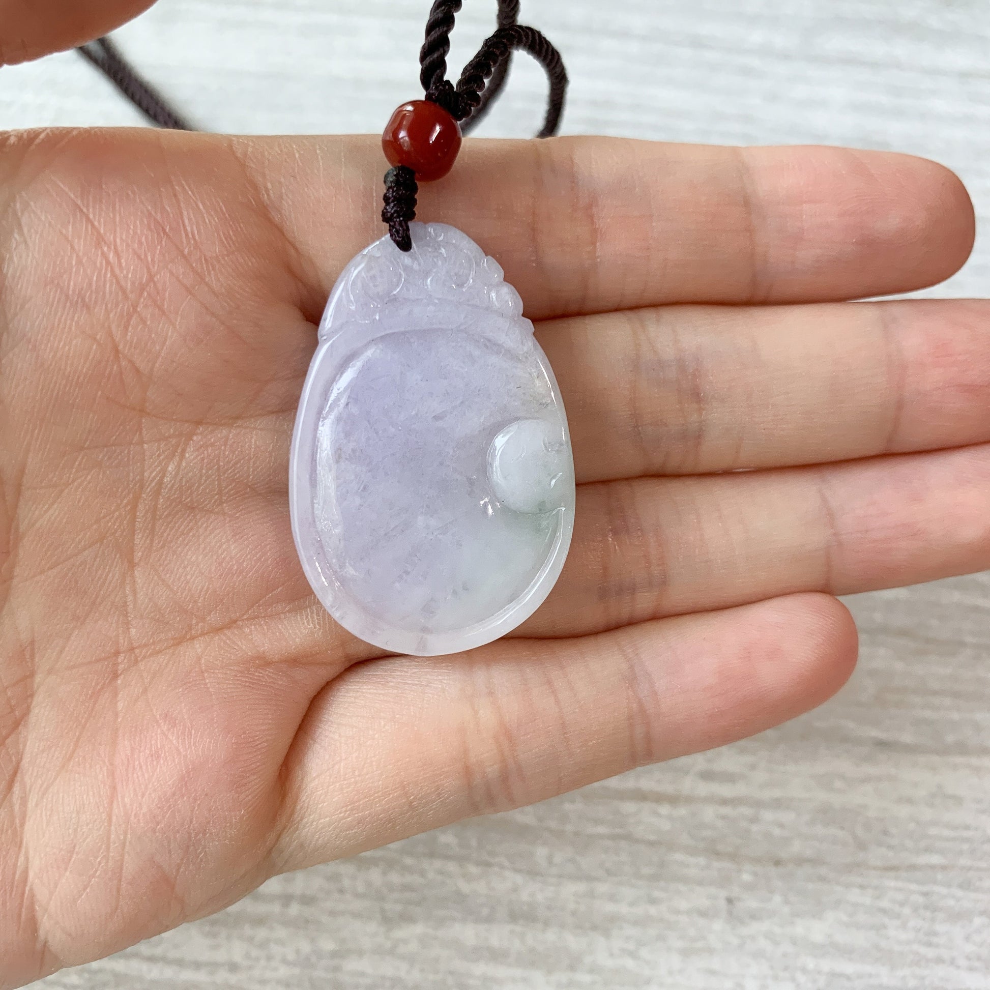 Purple Jadeite Jade Lucky Shell Pendant Hand Carved Necklace, YJ-0321-0384511 - AriaDesignCollection