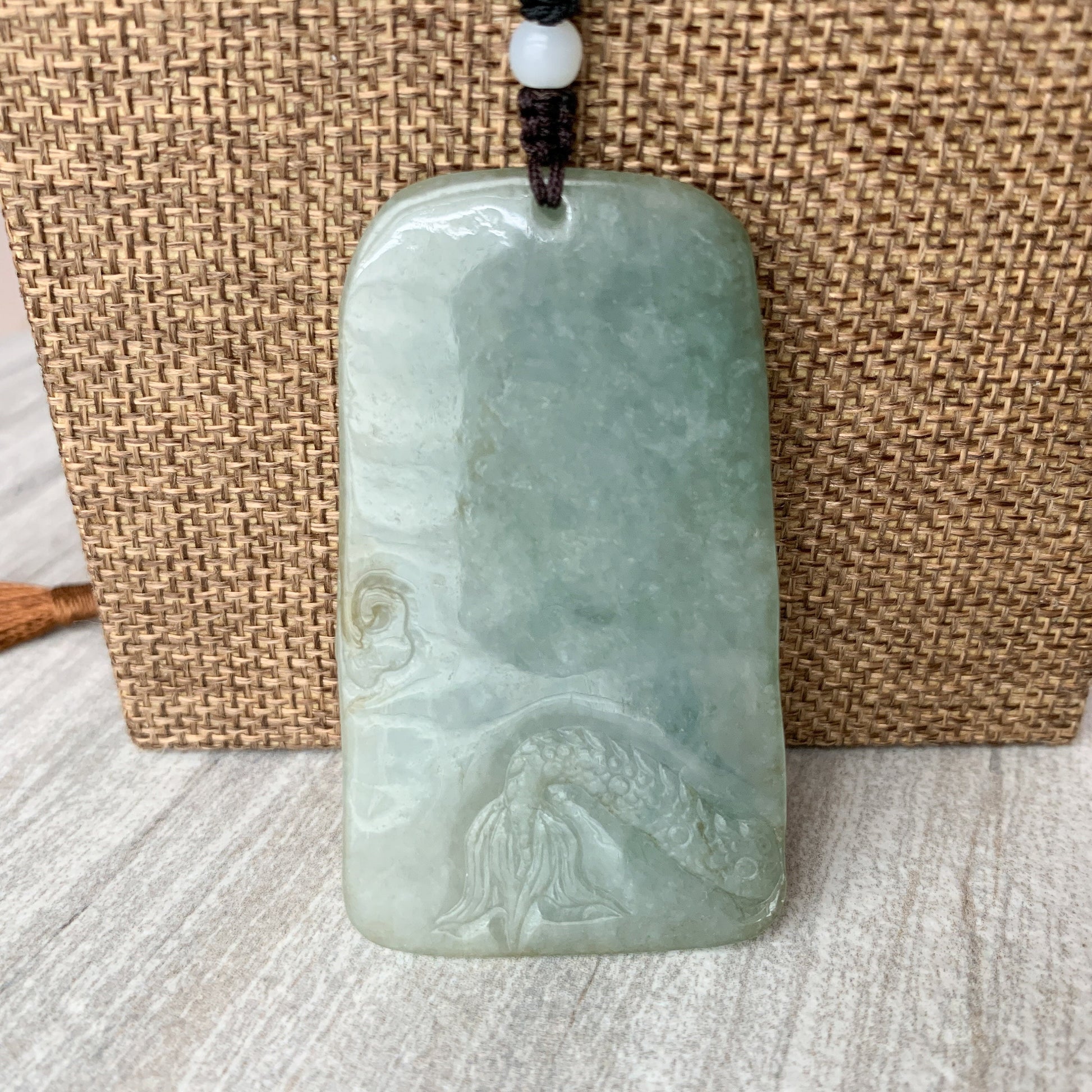 Jadeite Jade Dragon Chinese Zodiac Hand Carved Pendant Necklace, YJ-0321-0466112 - AriaDesignCollection