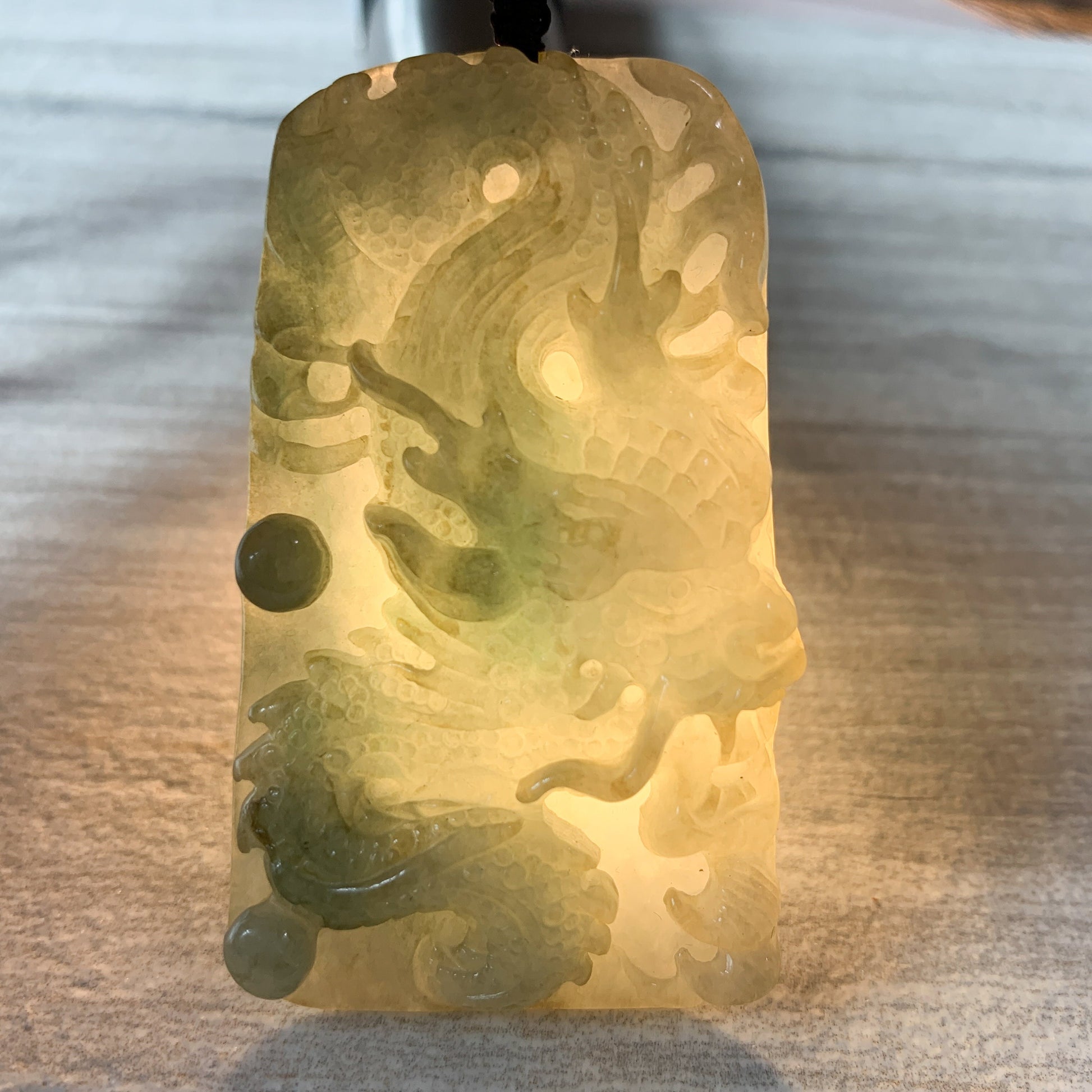 Jadeite Jade Dragon Chinese Zodiac Hand Carved Pendant Necklace, YJ-0321-0466112 - AriaDesignCollection