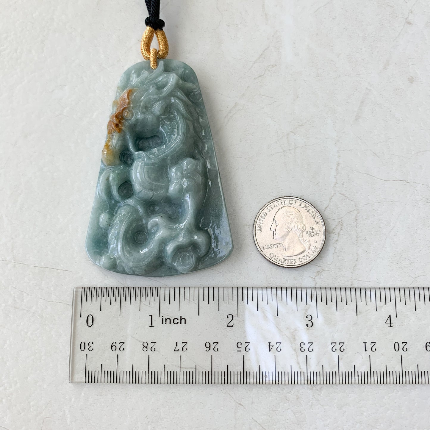 Large Jadeite Jade Dragon Chinese Zodiac Hand Carved Pendant Necklace, YJ-0321-0463708 - AriaDesignCollection
