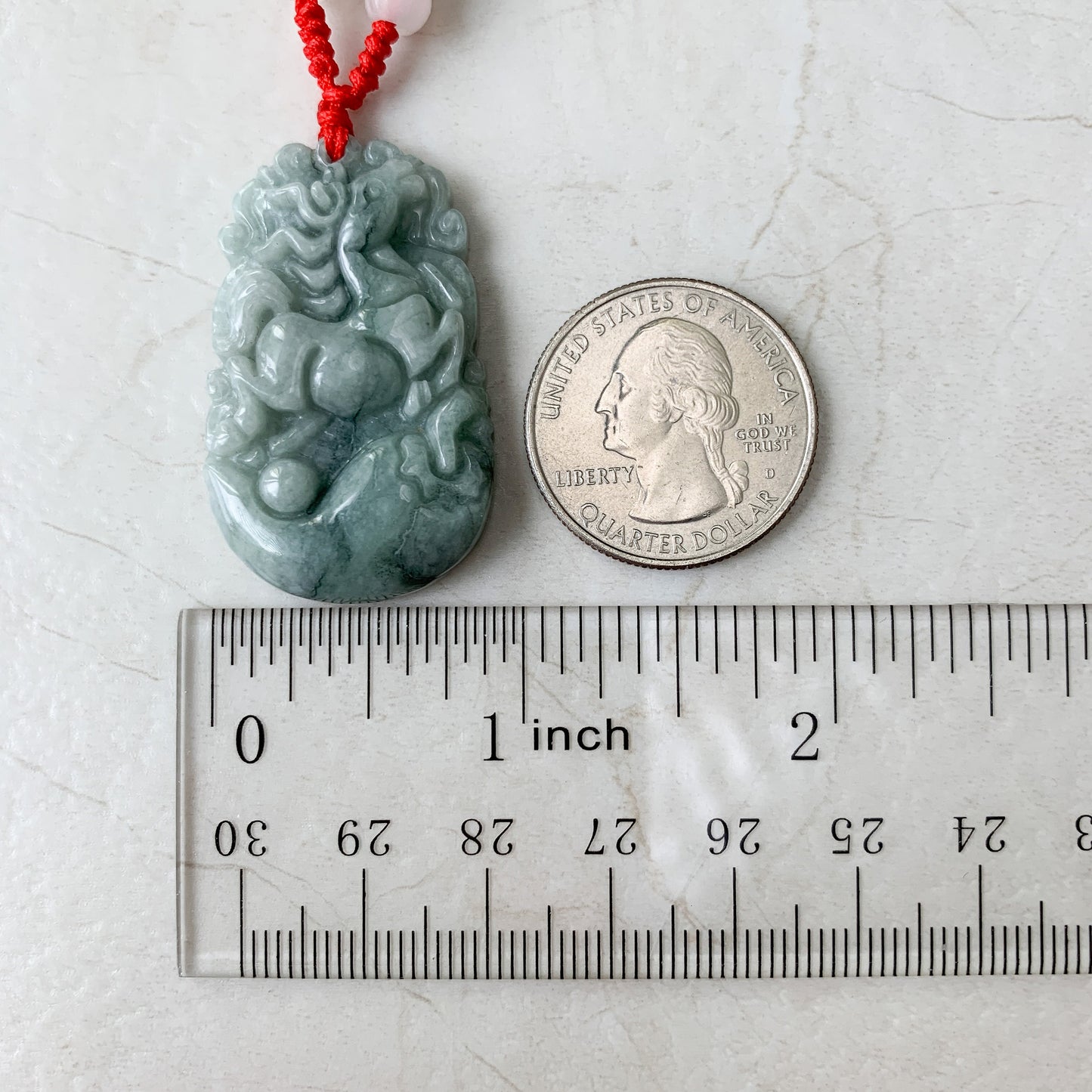 Horse Jadeite Chinese Zodiac Rustic Carved Pendant Necklace, YW-0110-1646804429 - AriaDesignCollection