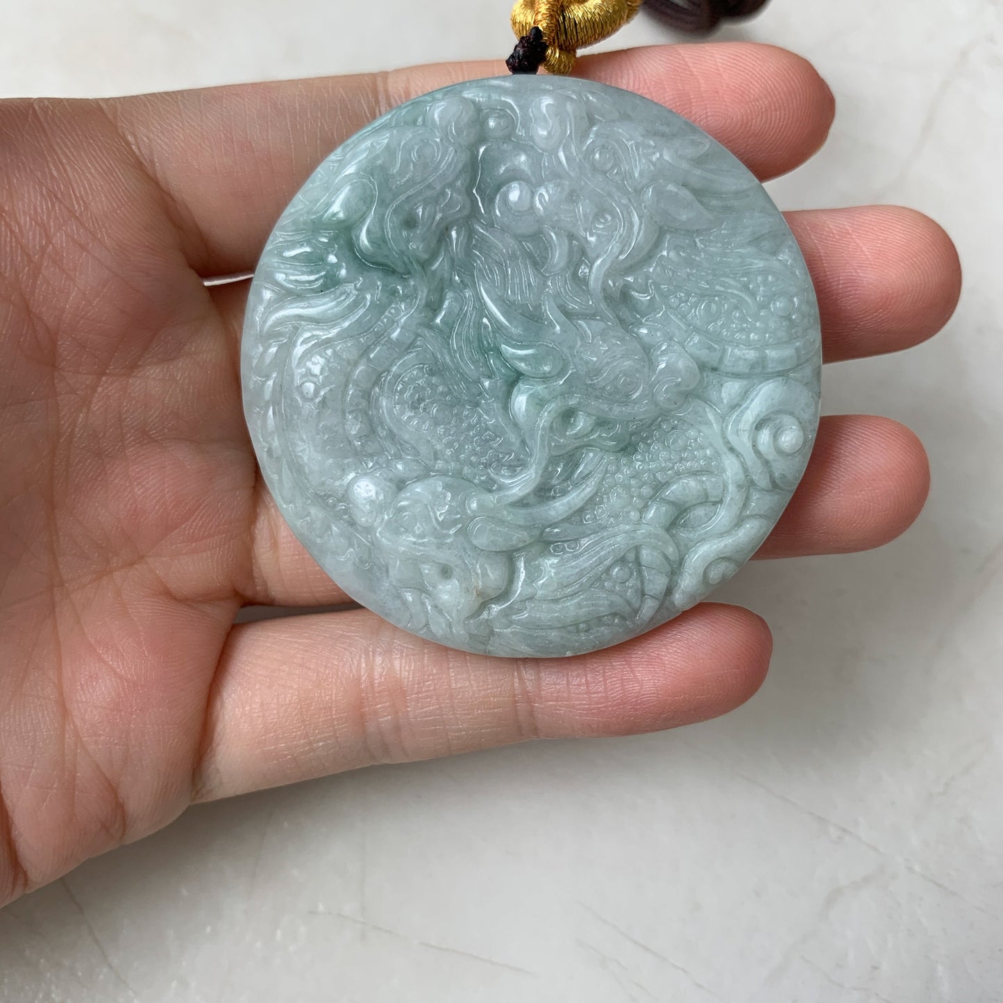 9 Dragon Jadeite Jade Chinese Zodiac Hand Carved Pendant Necklace, YJ-0621-0007535 - AriaDesignCollection