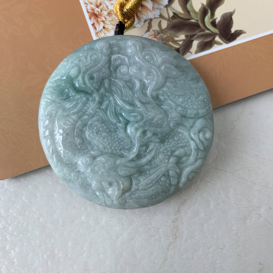 9 Dragon Jadeite Jade Chinese Zodiac Hand Carved Pendant Necklace, YJ-0621-0007535 - AriaDesignCollection