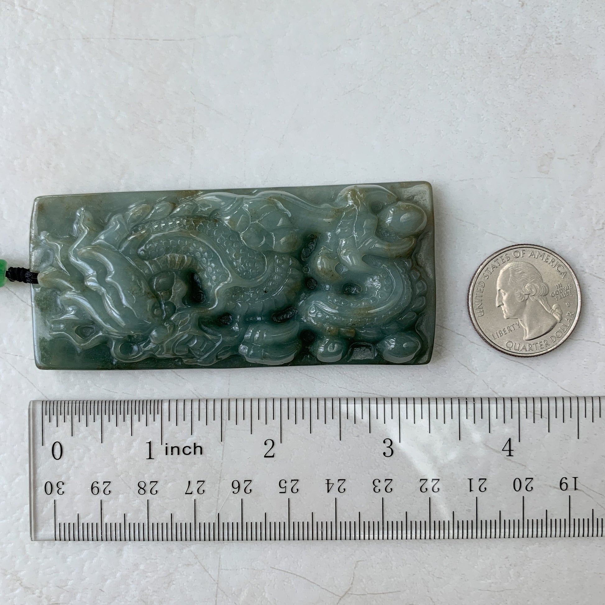 Large Jadeite Jade Dragon Chinese Zodiac Hand Carved Pendant Necklace, YJ-0321-0333009 - AriaDesignCollection