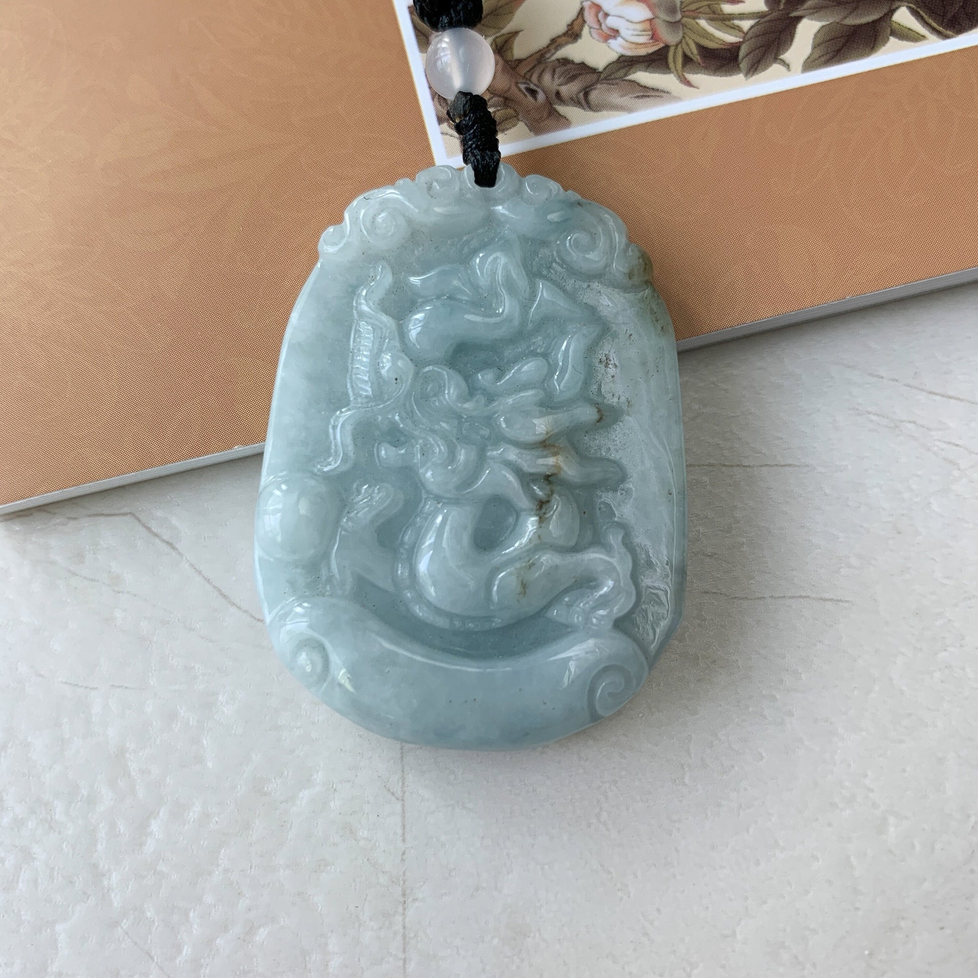 Jadeite Jade Dragon Chinese Zodiac Hand Carved Pendant Necklace, YW-0110-1646799827 - AriaDesignCollection