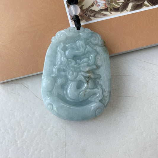 Jadeite Jade Dragon Chinese Zodiac Hand Carved Pendant Necklace, YW-0110-1646799827 - AriaDesignCollection