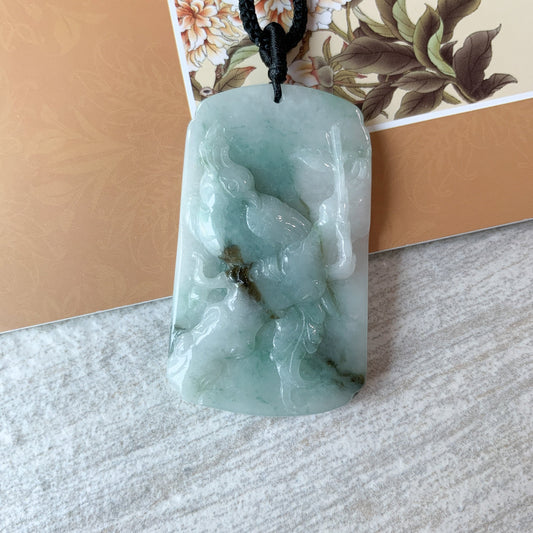 Jadeite Jade Magpie Bird Plum Flower Carved Pendant, YJ-0321-0437900 - AriaDesignCollection