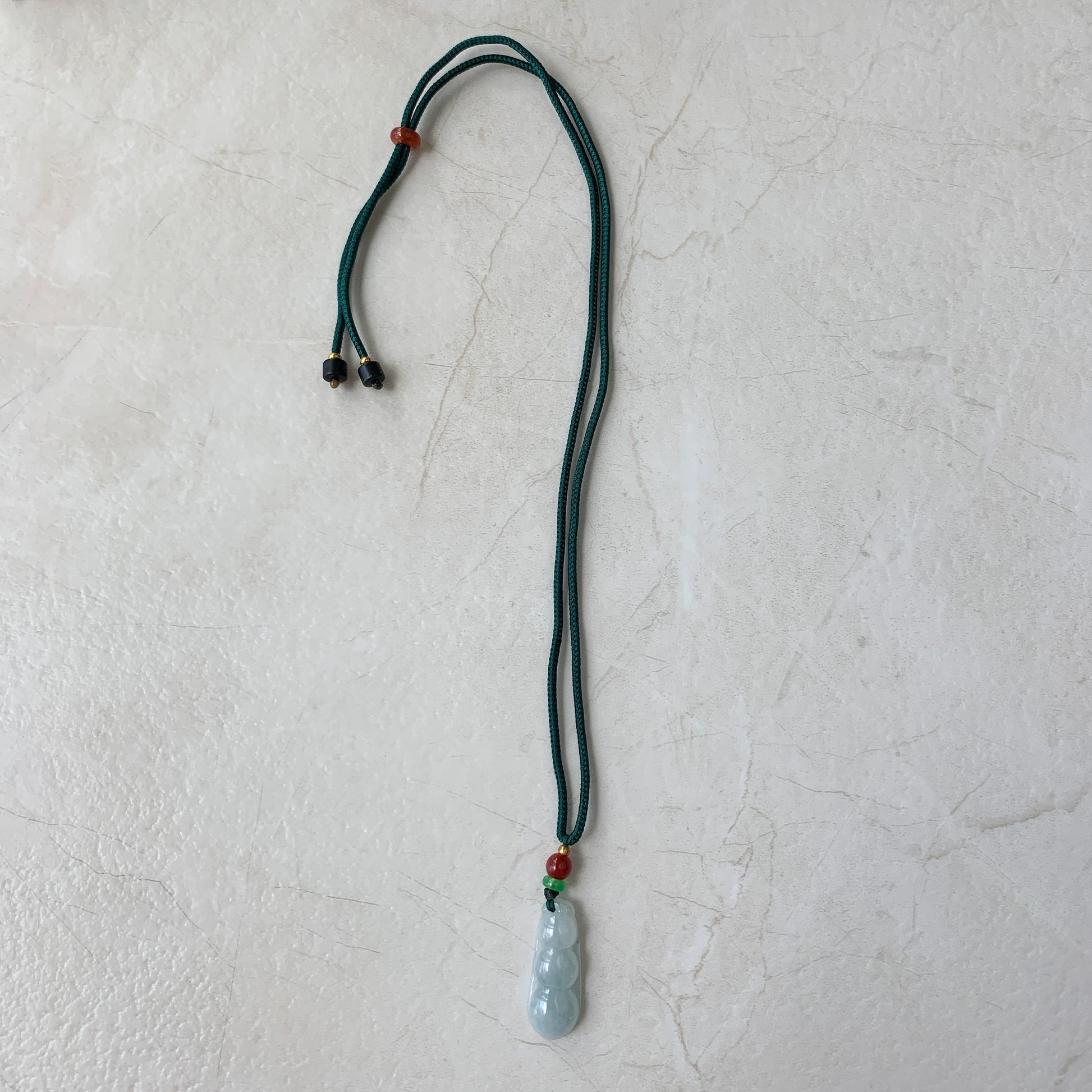 Jadeite Jade Icy Translucent Snow Pea Carved Necklace, YJ-0321-0427724 - AriaDesignCollection