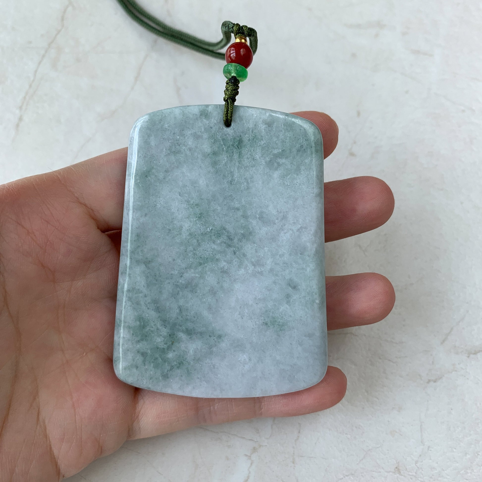 Very Large Jadeite Jade Landscape Mountain Forest River Scenery Hand Carved Pendant Necklace, YJ-0321-0437885 - AriaDesignCollection