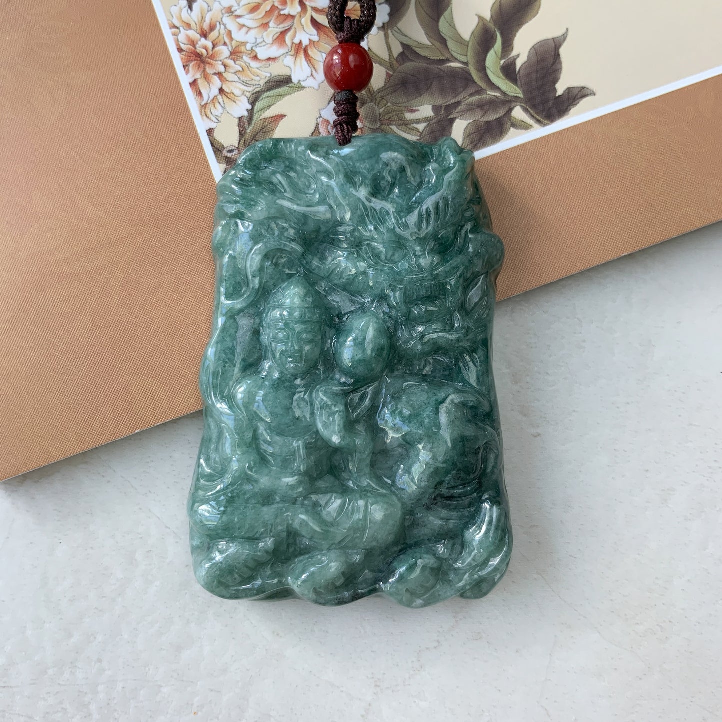 Green Jadeite Jade Dragon Protecting Master Necklace, YJ-0321-0438820 - AriaDesignCollection
