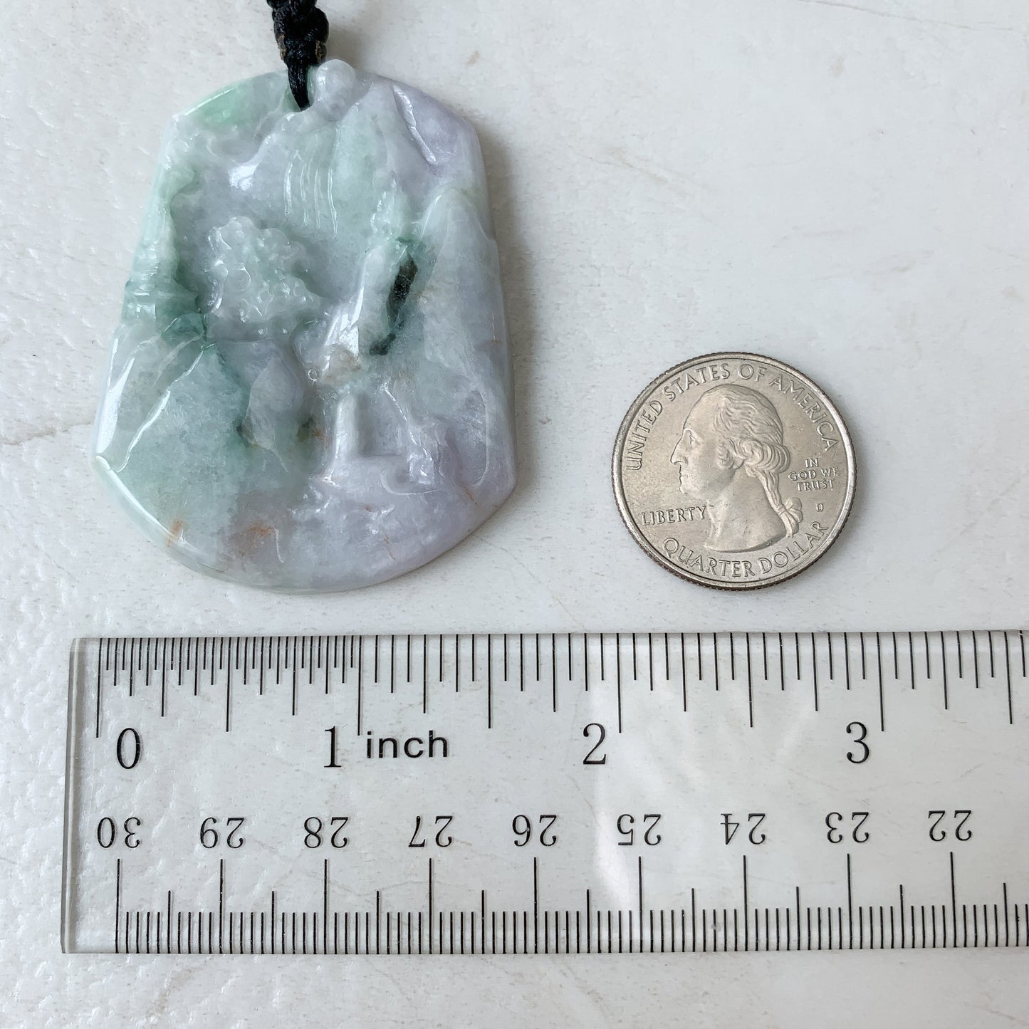 Jadeite Jade Landscape Mountain Forest River Scenery Hand Carved Pendant Necklace, YJ-0321-0396720 - AriaDesignCollection