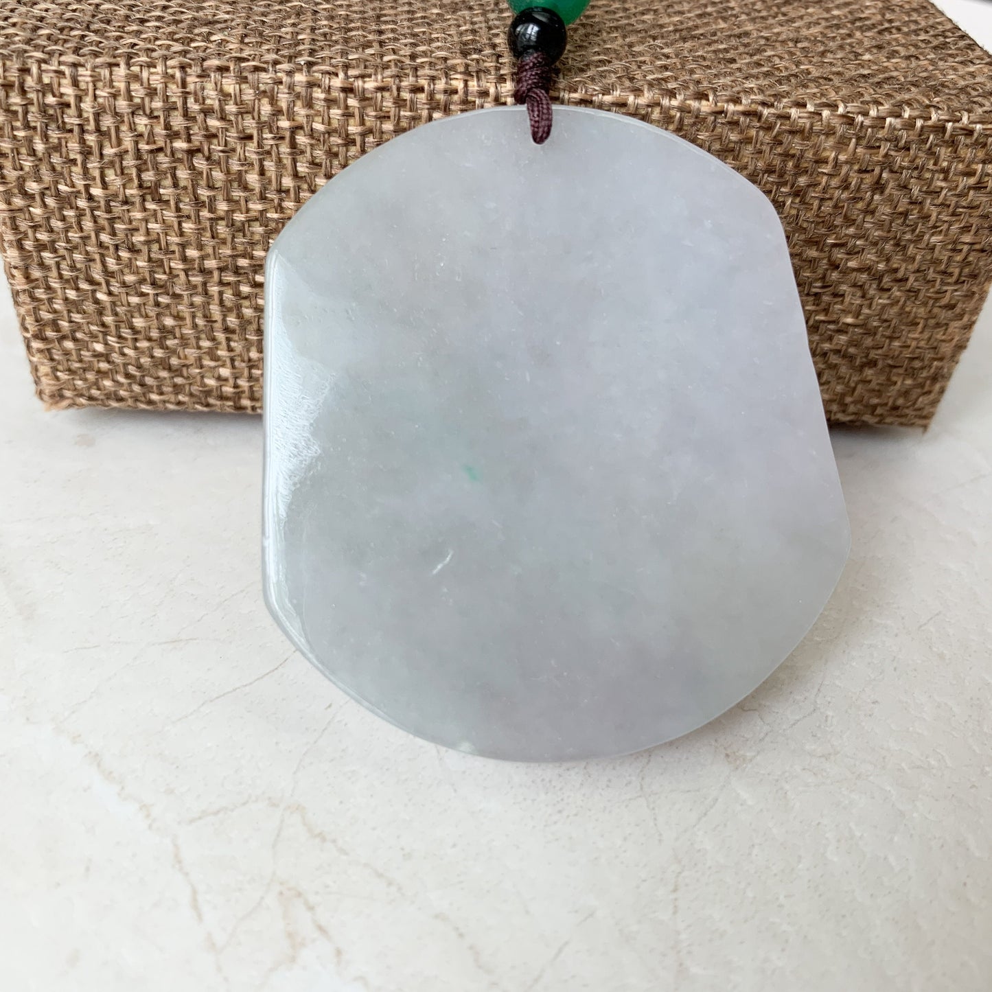 Large Ox Jadeite Jade Bull Cow Chinese Zodiac Carved Pendant Necklace, Icy Translucent, YJ-0321-0444208 - AriaDesignCollection