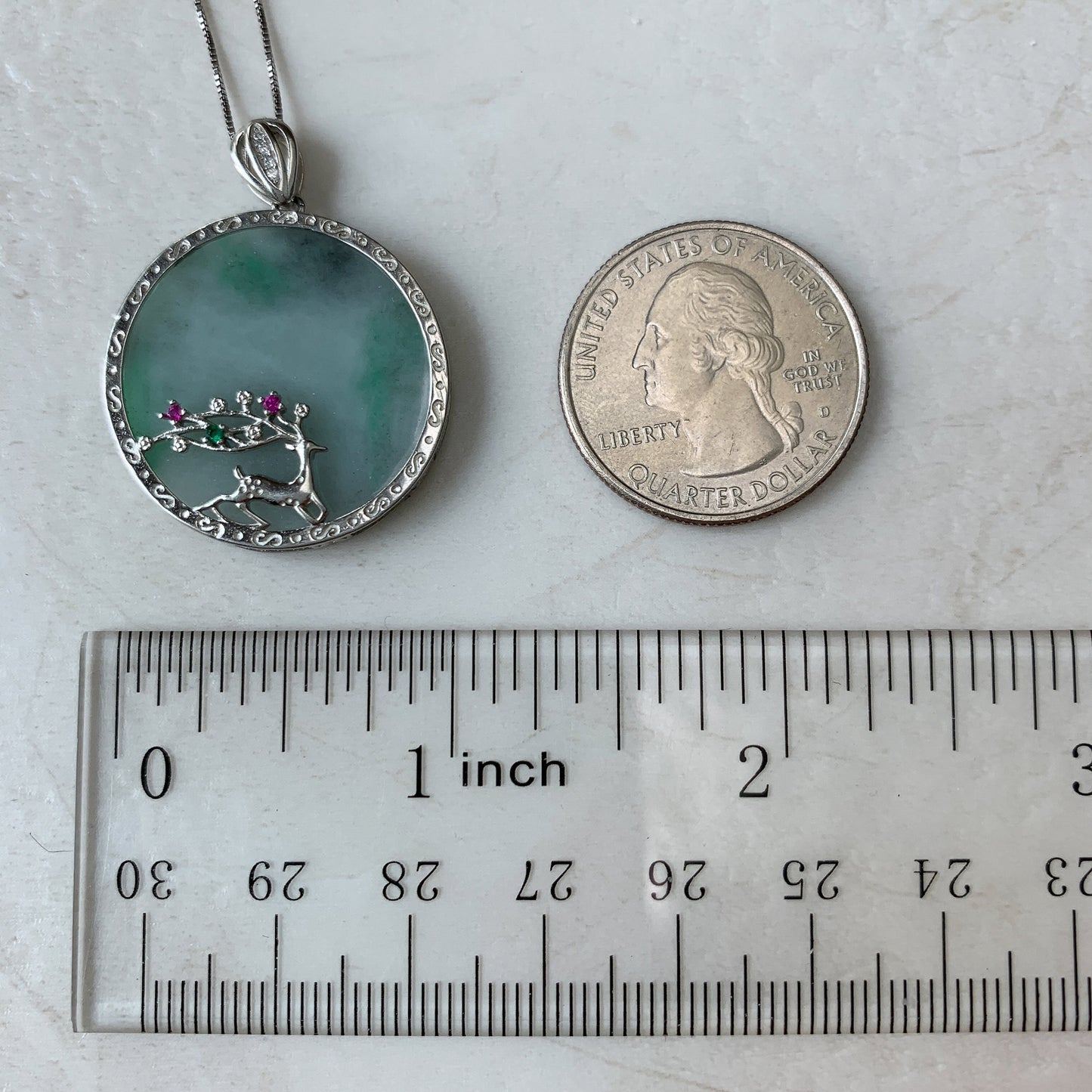 Jadeite Jade Deer Sterling Silver Pendant Necklace,  CZ-0621-1646865003 - AriaDesignCollection