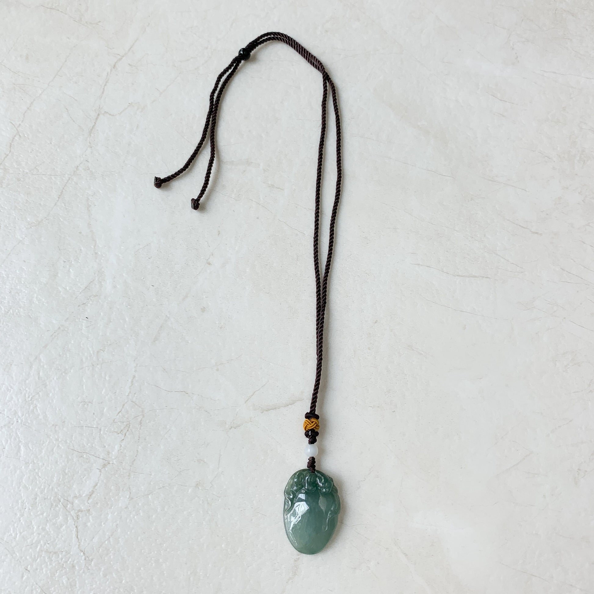 Jadeite Jade Blue Green Peach Hand Carved Necklace, HY-0621-0068771 - AriaDesignCollection