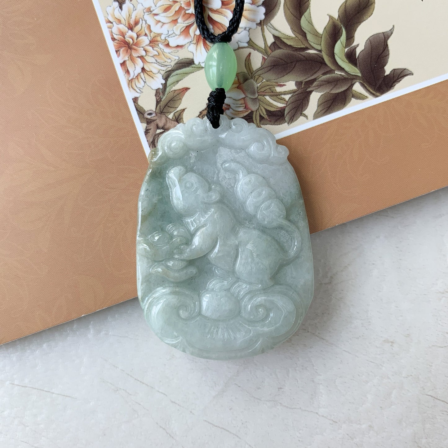 Jadeite Jade Rat Mouse Chinese Zodiac Carved Pendant Necklace, YW-0321-1646804616 - AriaDesignCollection