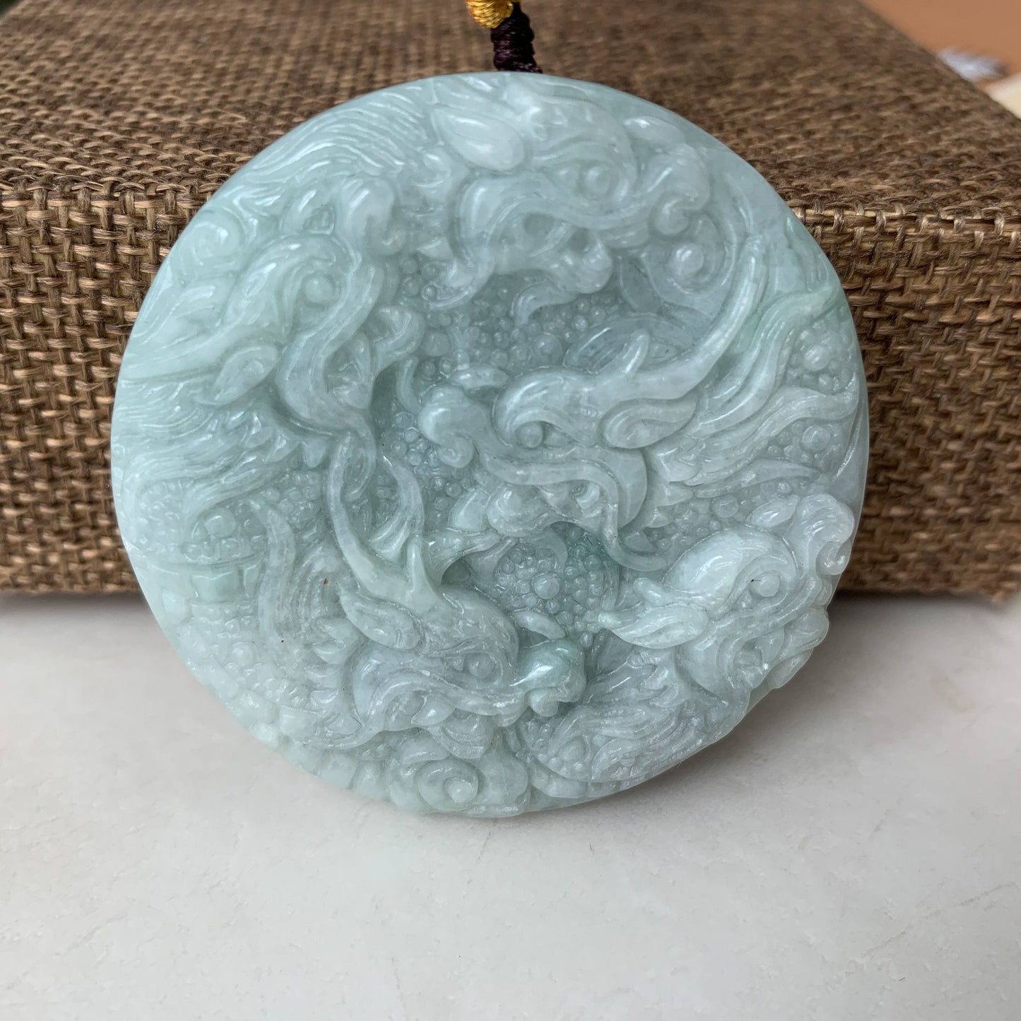 9 Dragon Jadeite Jade Chinese Zodiac Hand Carved Pendant Necklace, YJ-0621-0007535 - AriaDesignCollection