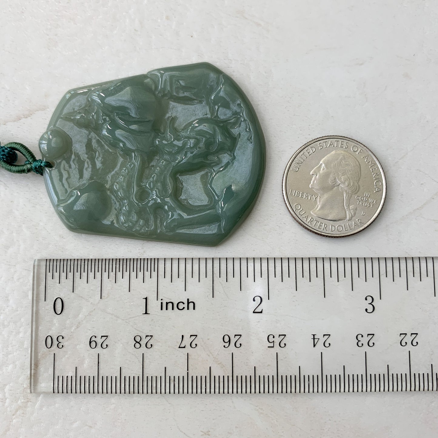 Jadeite Jade Landscape Mountain Forest River Scenery Hand Carved Pendant Necklace, YJ-0110-0371037 - AriaDesignCollection