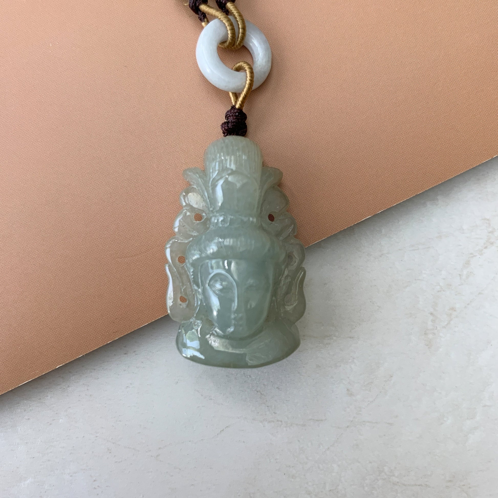 Jadeite Jade Guan Yin Avalokiteshvara Hand Carved Head Pendant, YW-0110-1646760457 - AriaDesignCollection