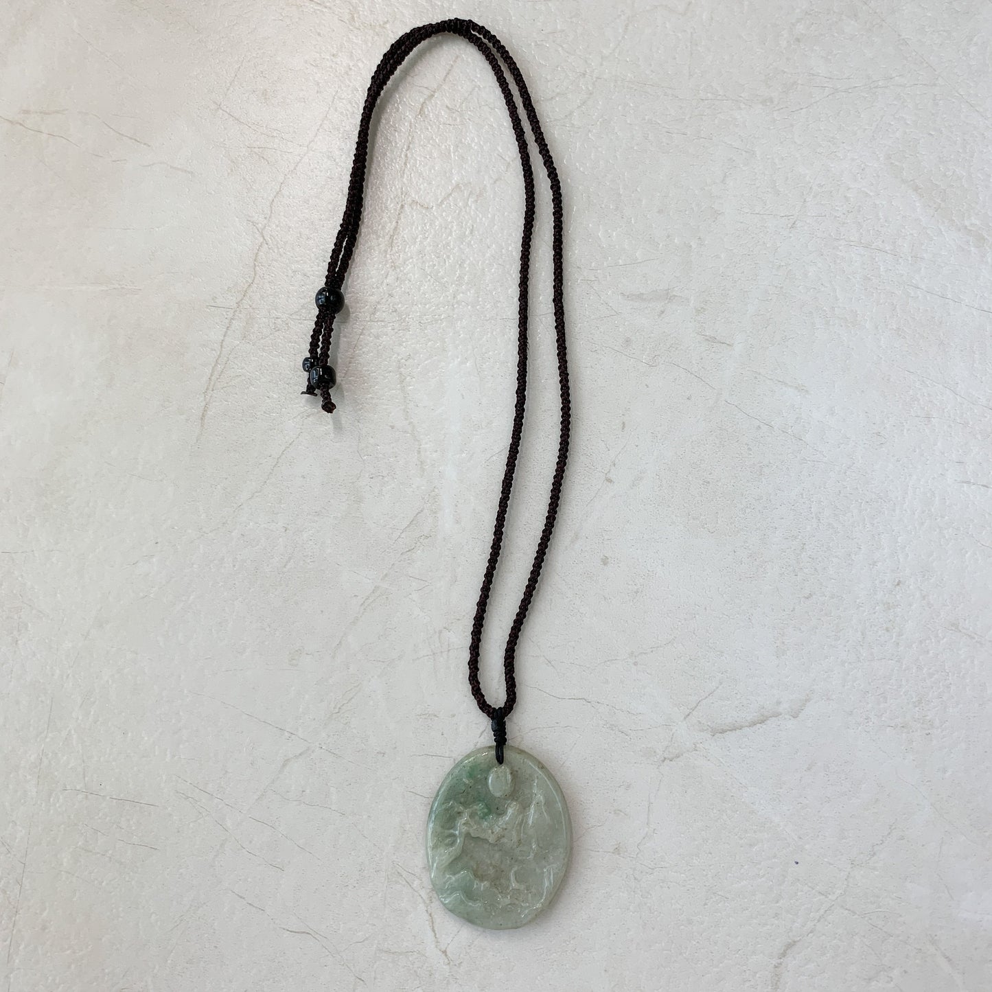 Jadeite Jade Landscape Mountain Forest River Scenery Hand Carved Pendant Necklace, YJ-0321-0437906 - AriaDesignCollection