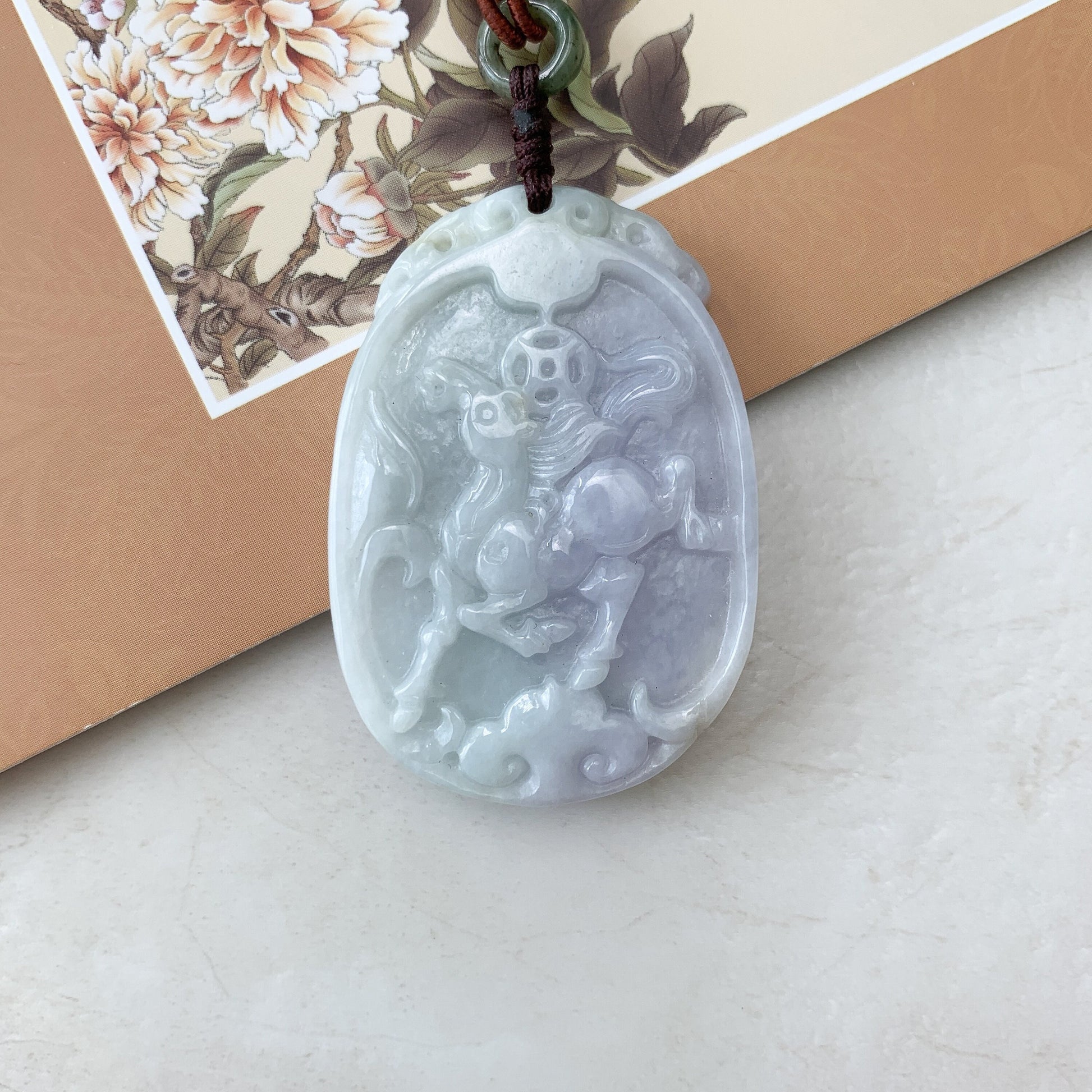 Horse Purple Lavender Jade Jadeite Chinese Zodiac Carved Pendant Necklace, YW-0110-1646685445 - AriaDesignCollection