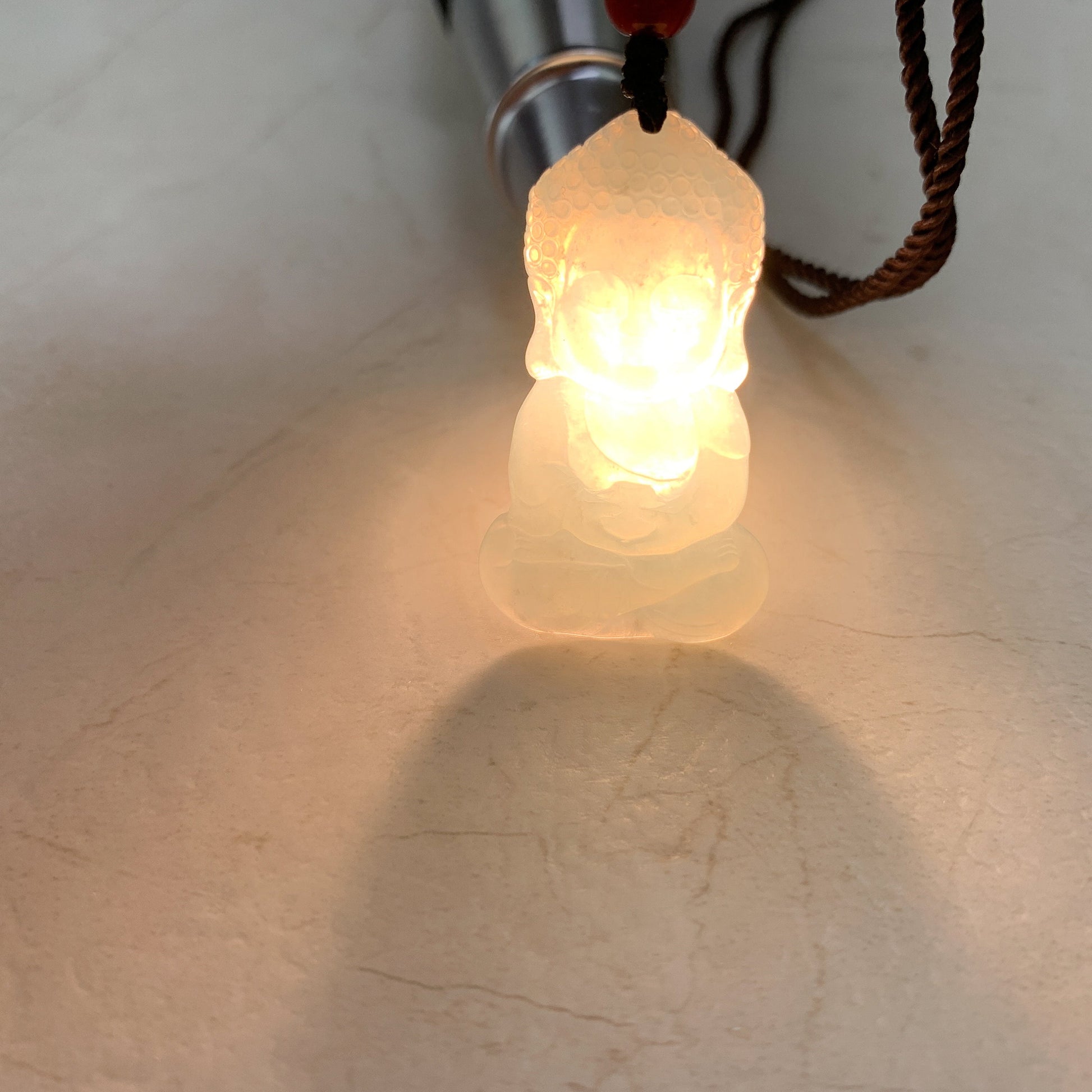 Jadeite Jade Baby Buddha Dainty Minimalist Necklace, Semi-Translucent, Icy Jade, BJ-0621-0004722 - AriaDesignCollection