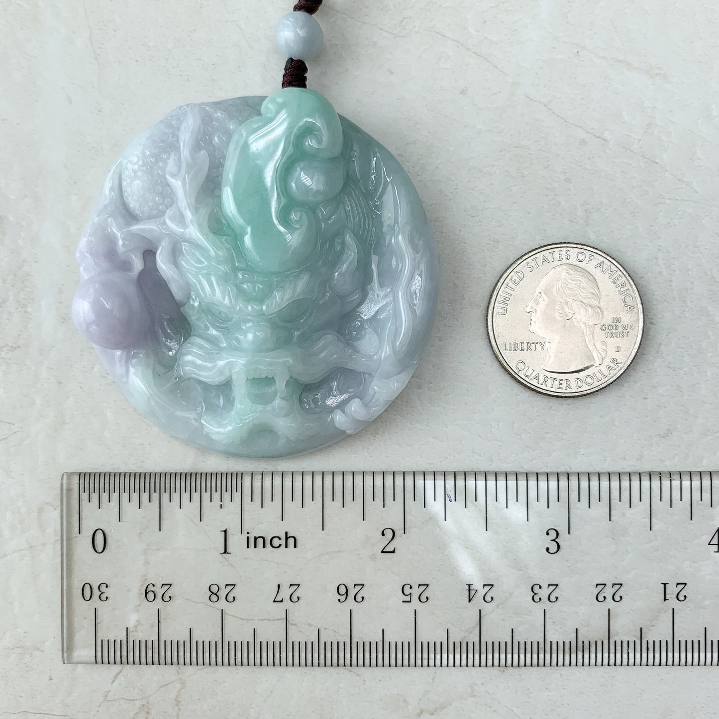 Purple Green Jadeite Jade Dragon Chinese Zodiac Hand Carved Pendant Necklace, YJ-0321-0324500 - AriaDesignCollection