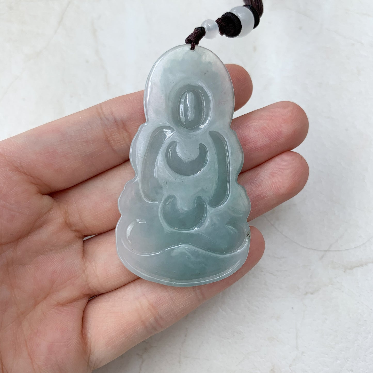 Jadeite Jade Guan Yin Avalokiteshvara Hand Carved Pendant Necklace, YJ-0321-0231980 - AriaDesignCollection